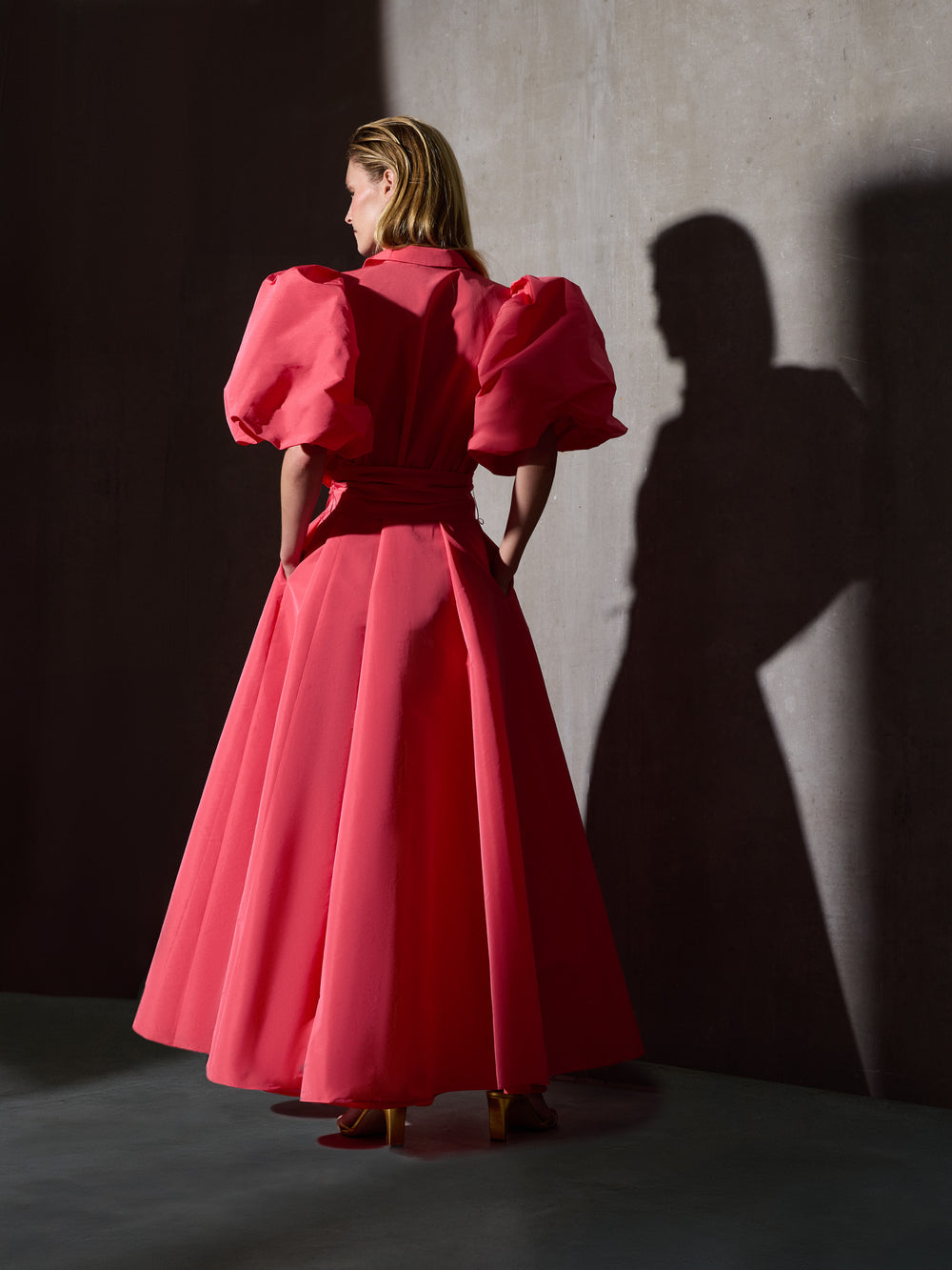 Vestido CaprileXSilbon camisero tafeta rojo