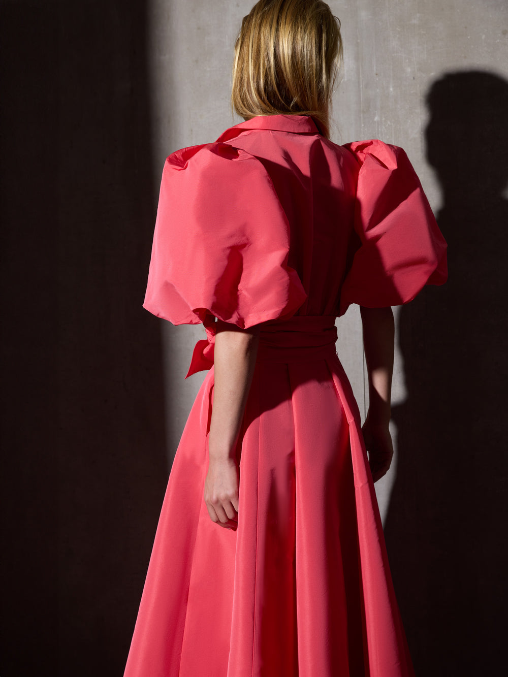 Vestido CaprileXSilbon camisero tafeta rojo