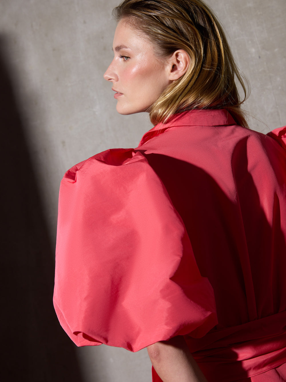 Vestido CaprileXSilbon camisero tafeta rojo