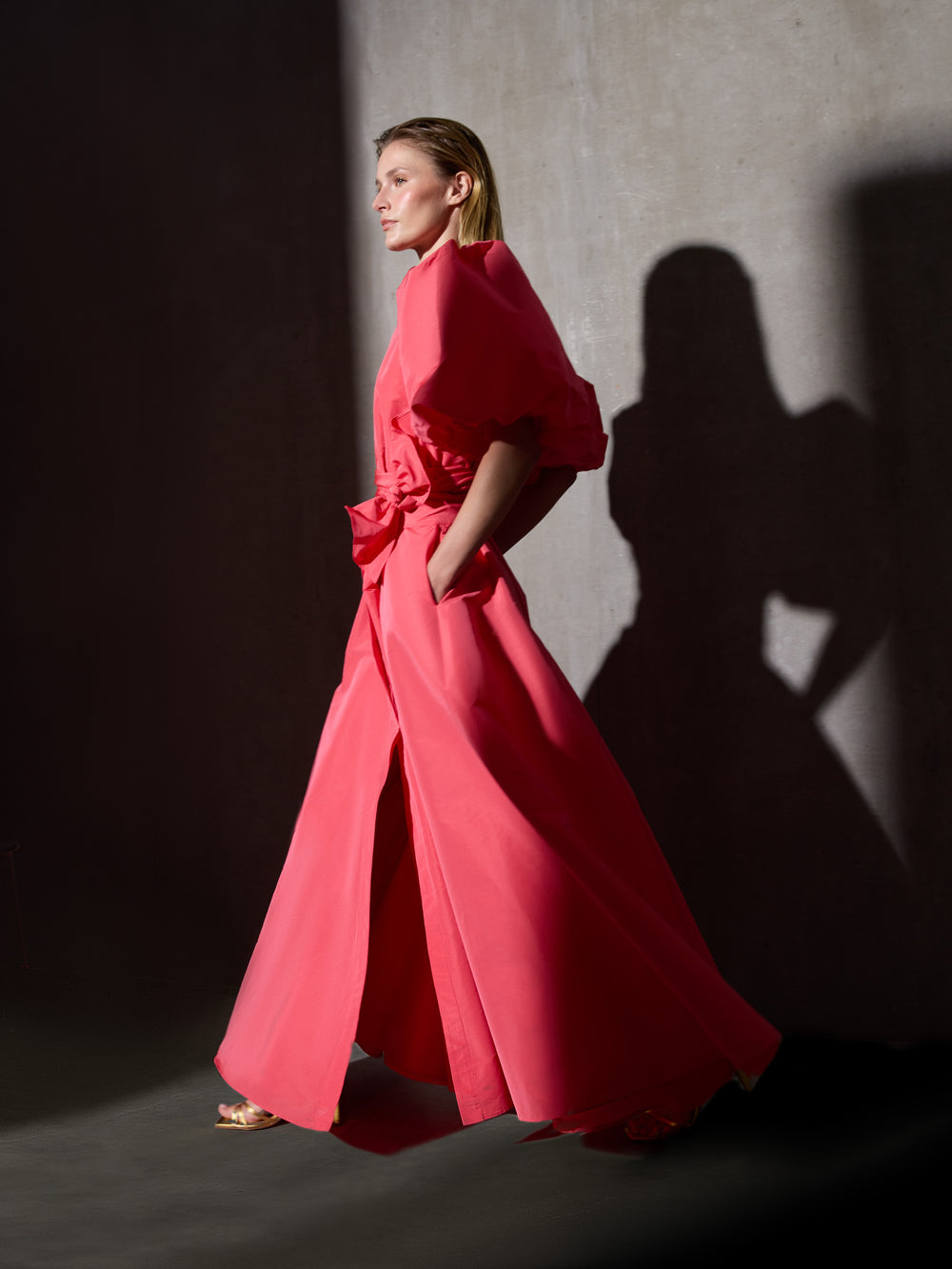 Vestido CaprileXSilbon camisero tafeta rojo