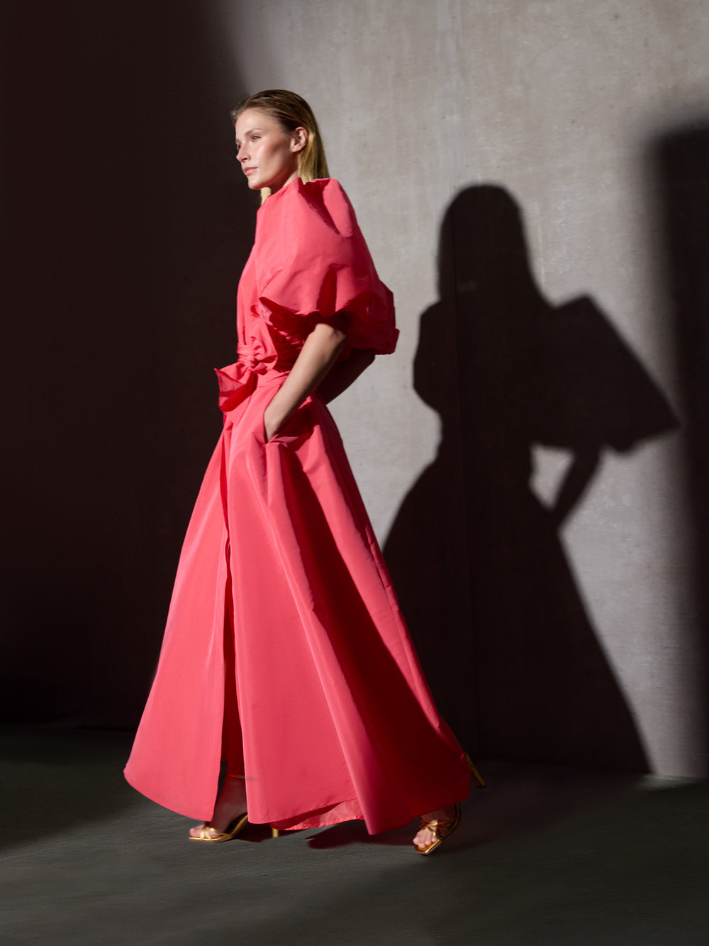 Vestido CaprileXSilbon camisero tafeta rojo