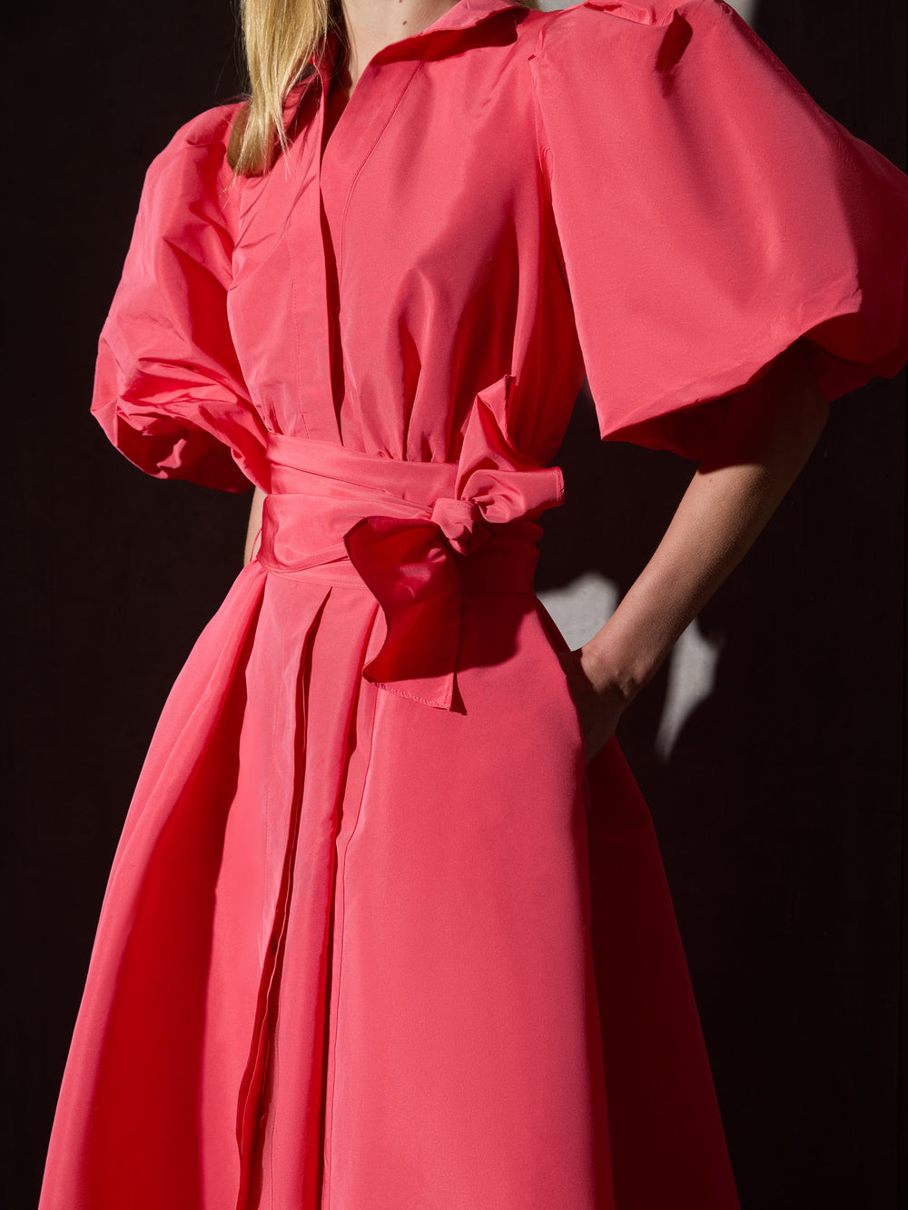 Vestido CaprileXSilbon camisero tafeta rojo