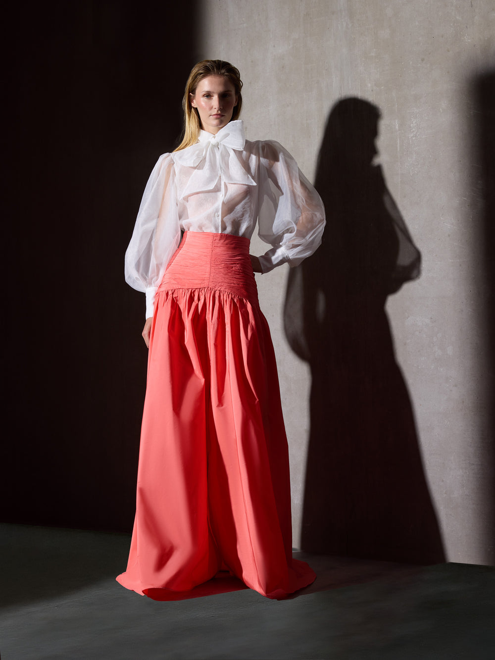 Jupe en taffetas corail CaprileXSilbon