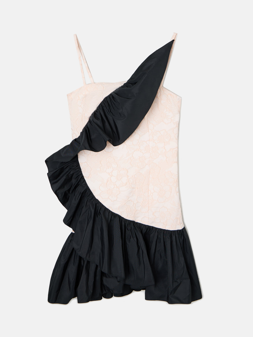 Vestido CaprileXSilbon bicolor volante marfil