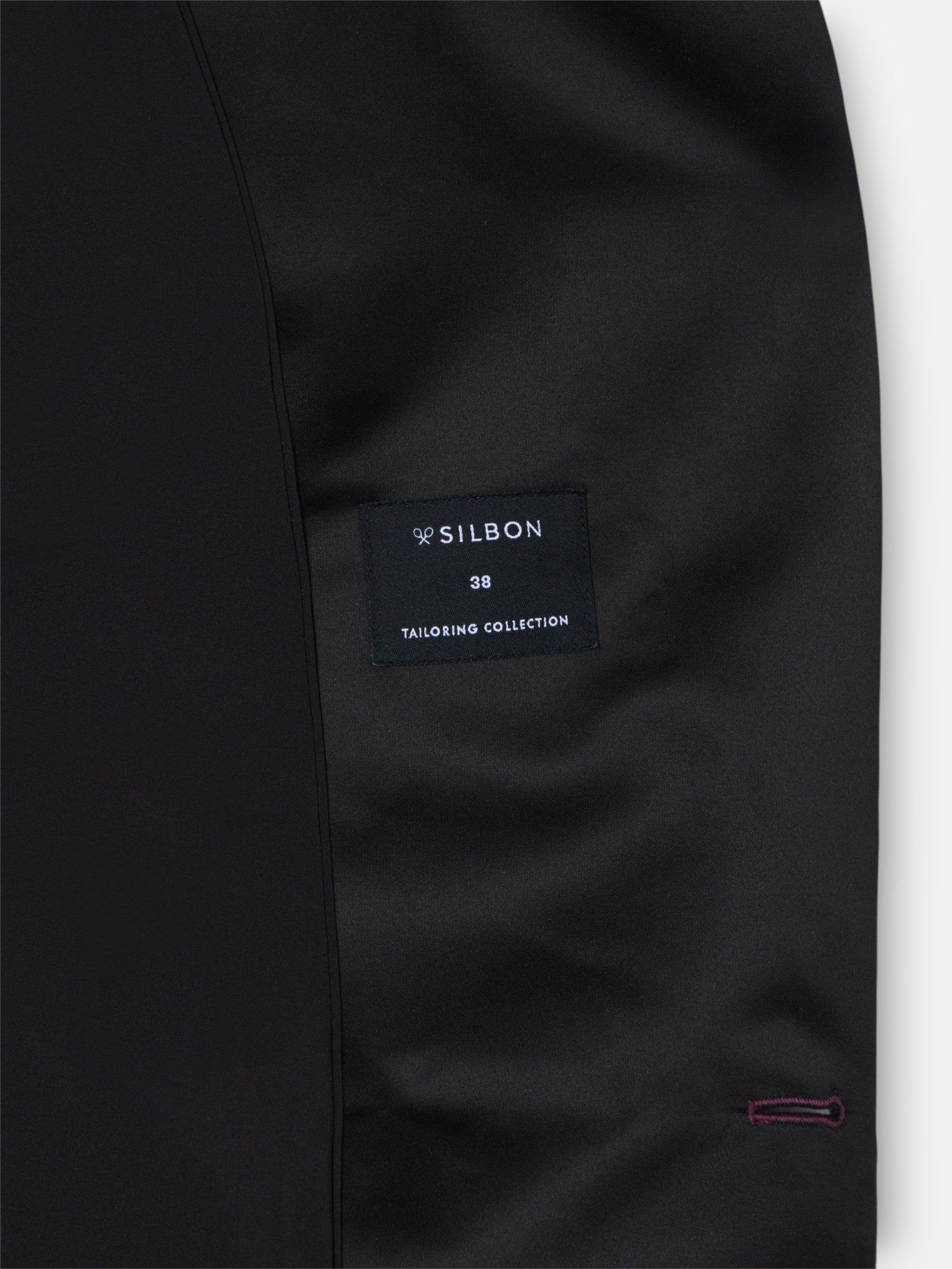 Americana cruzada solapa negra terciopelo morada