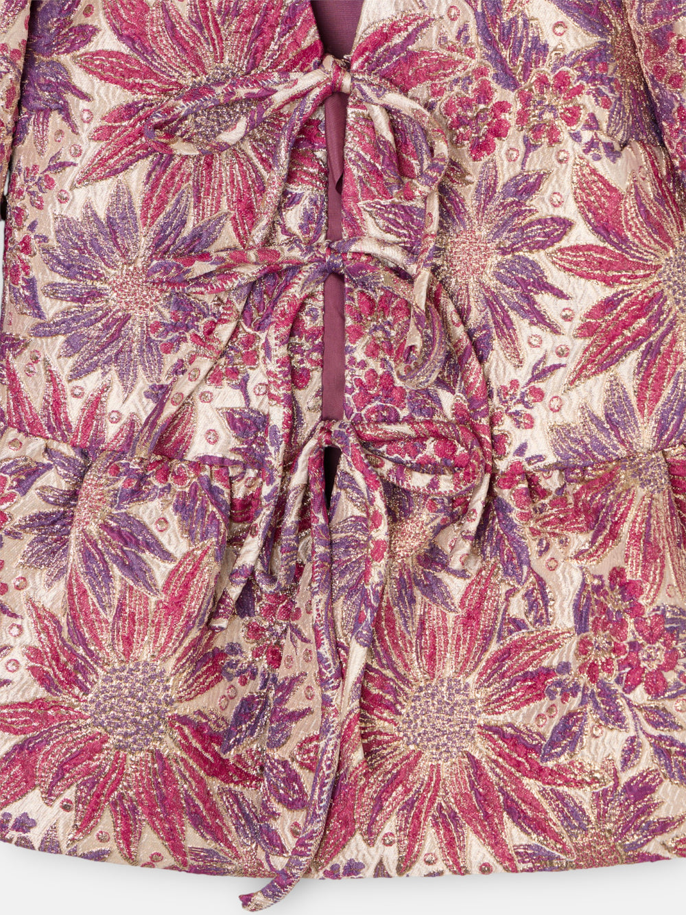 Blusa lazos estampado flores rosas y moradas