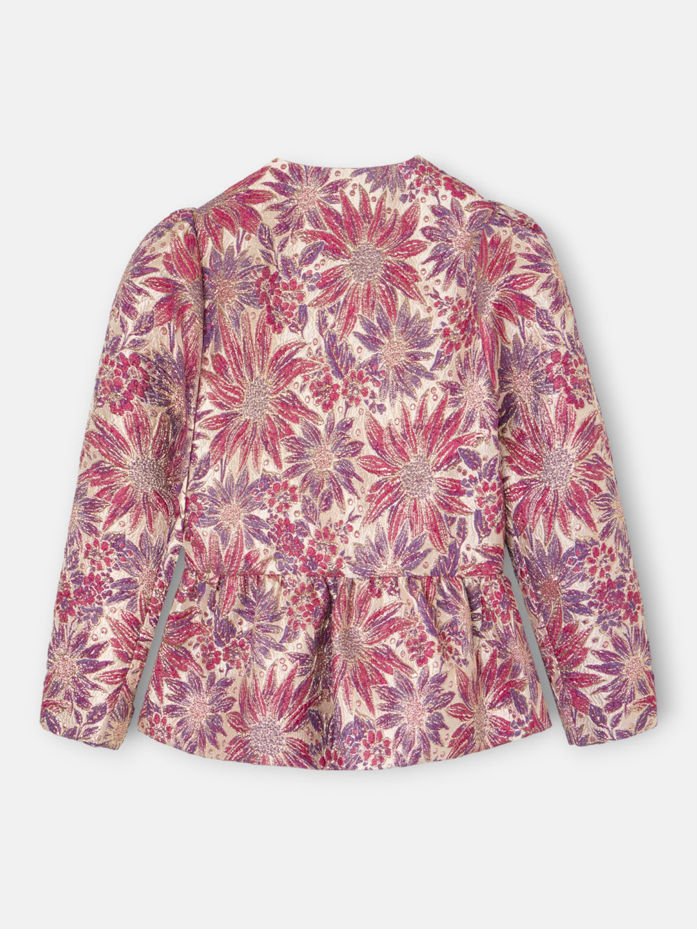 Blusa lazos estampado flores rosas y moradas