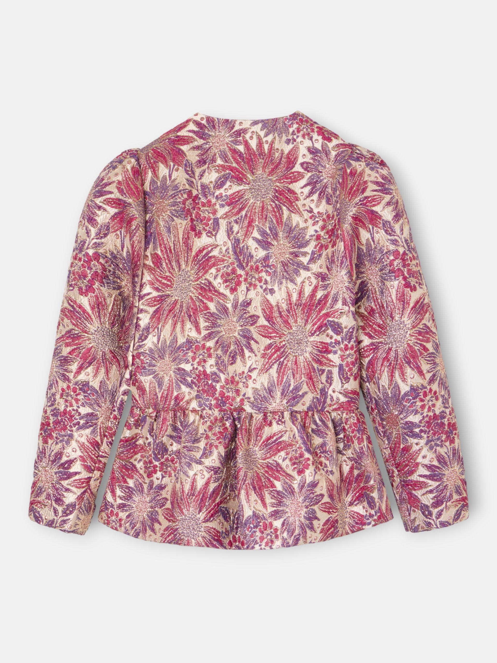 Blusa lazos estampado flores rosas y moradas