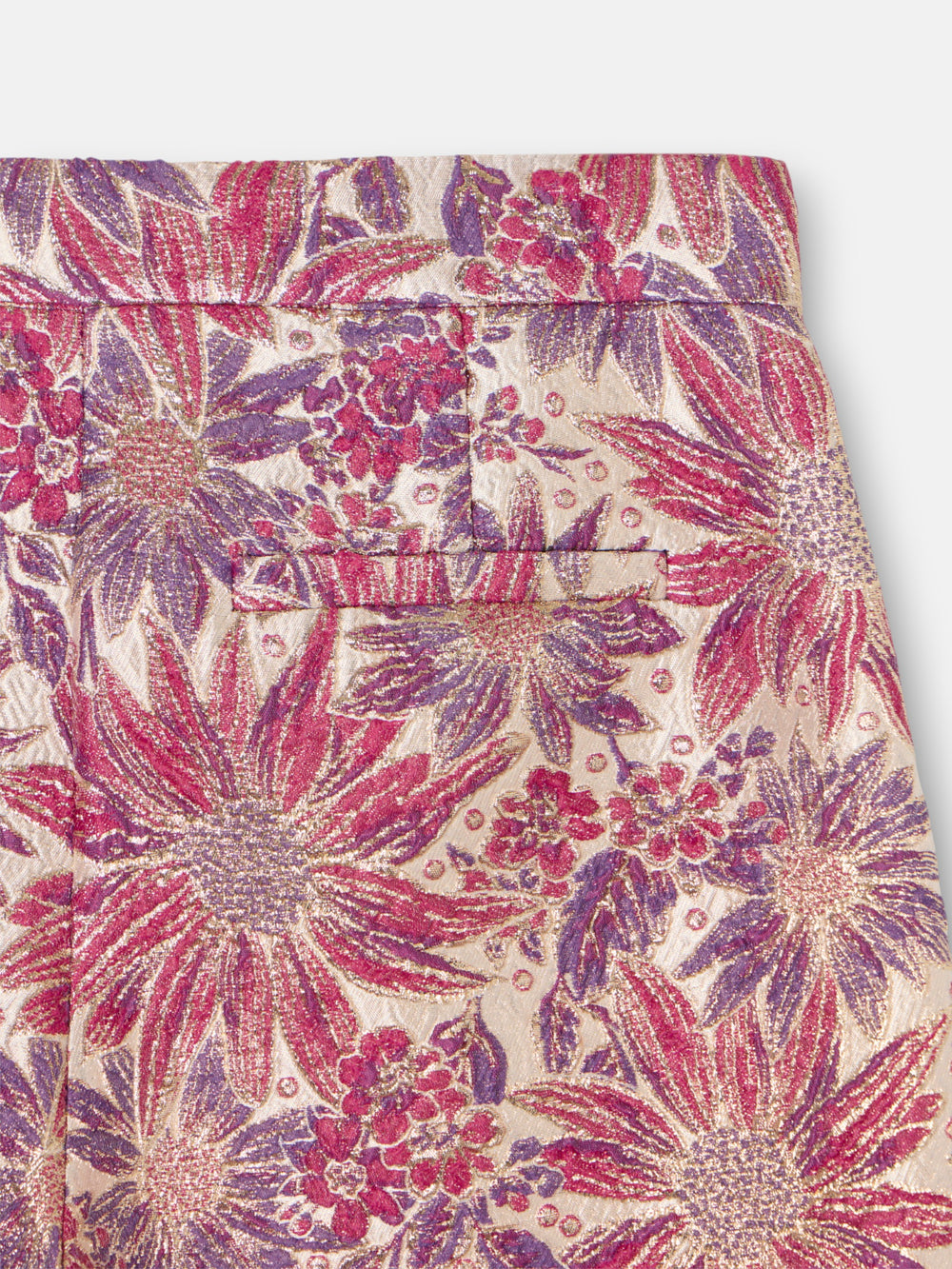 Pantalon de vestir estampado flores rosas y moradas