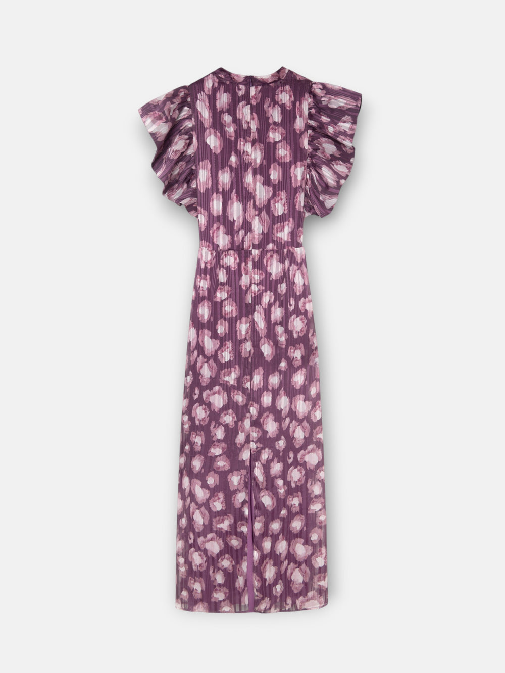 Vestido largo cuello cruzado estampado granate