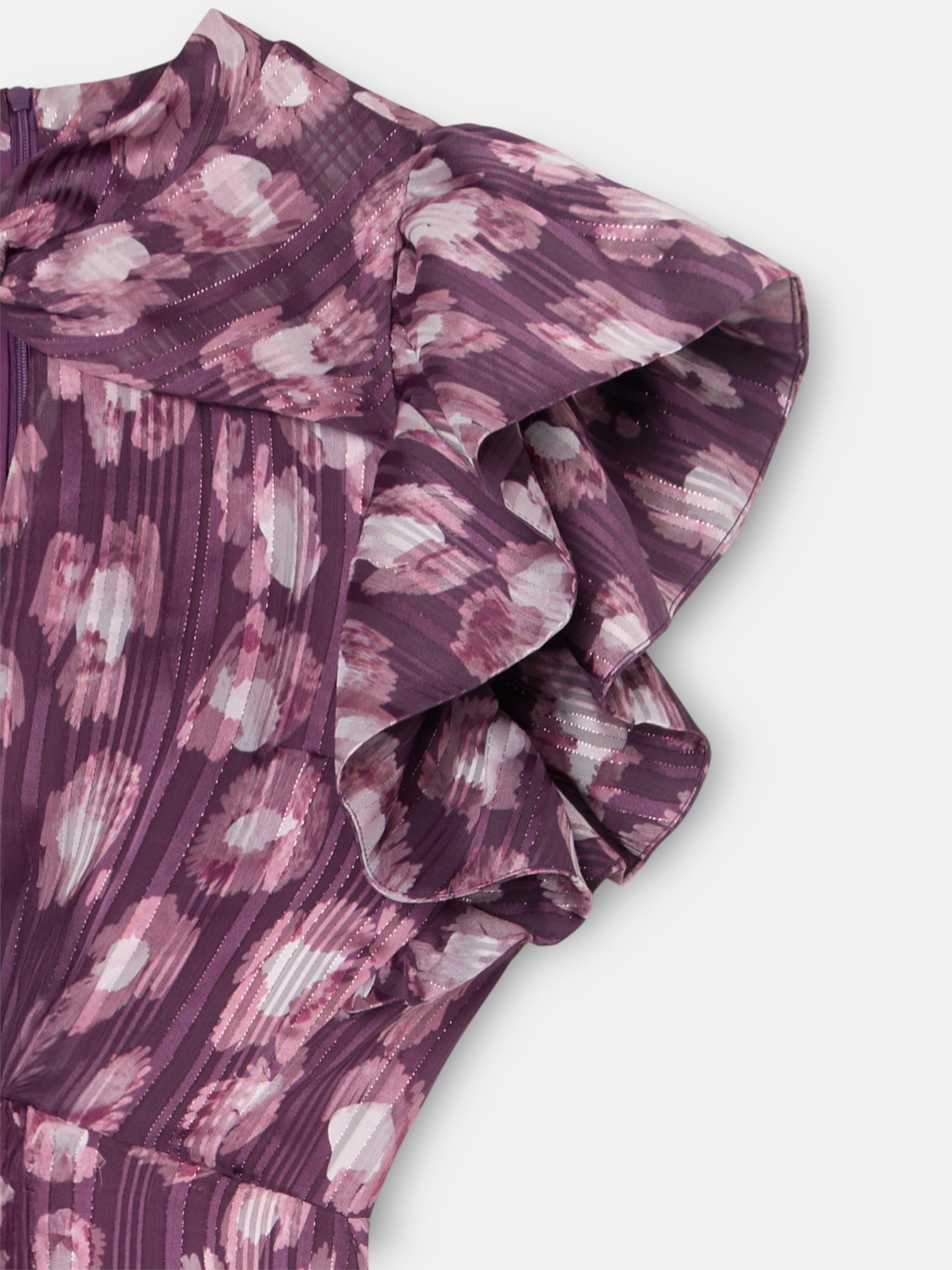 Vestido largo cuello cruzado estampado granate