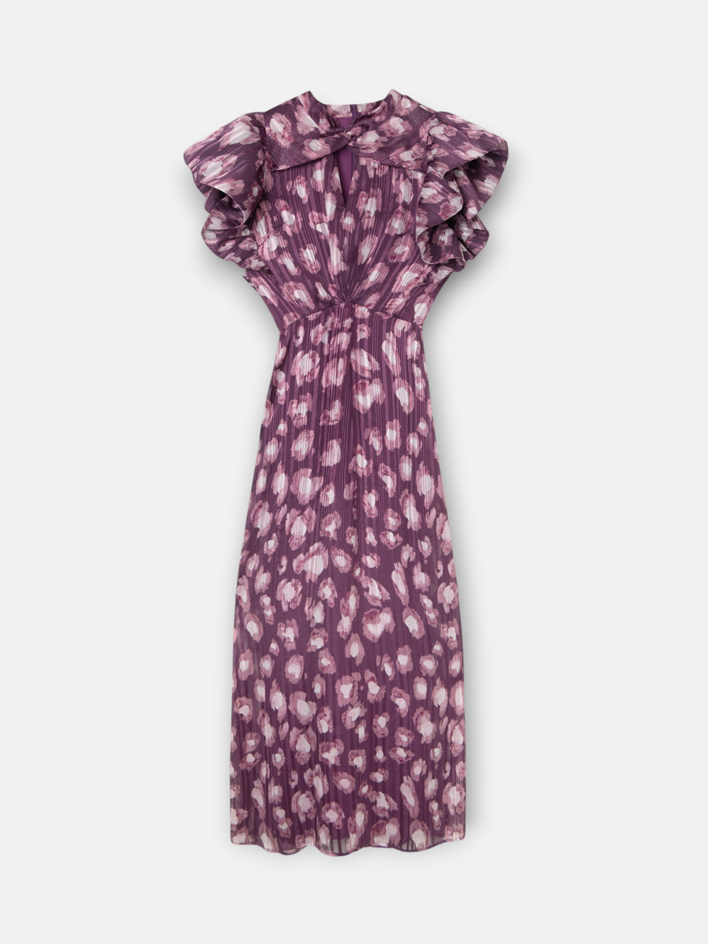 Vestido largo cuello cruzado estampado granate