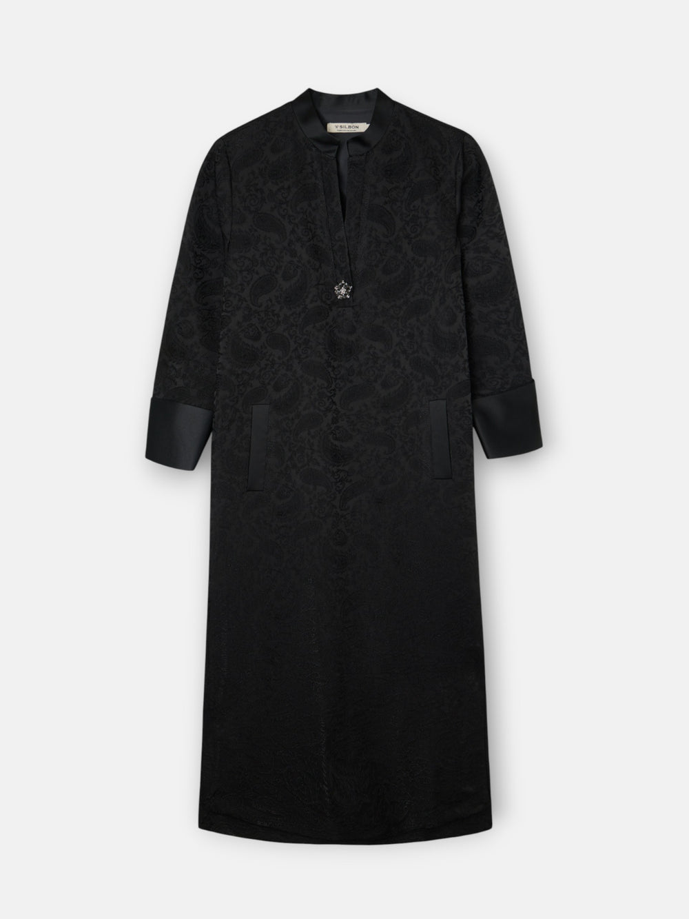 Vestido tunica jacquard negro