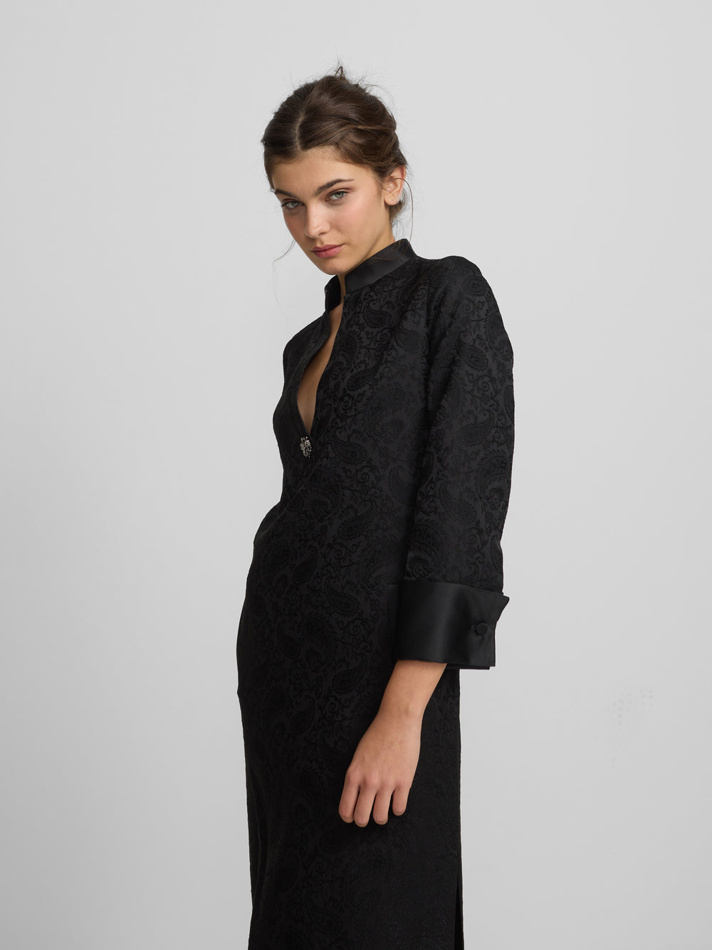 Vestido tunica jacquard negro