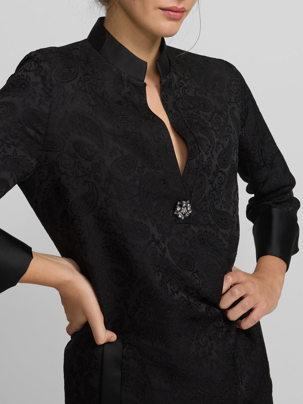 Vestido tunica jacquard negro