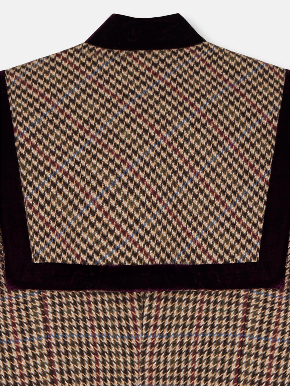 Unique long burgundy houndstooth coat