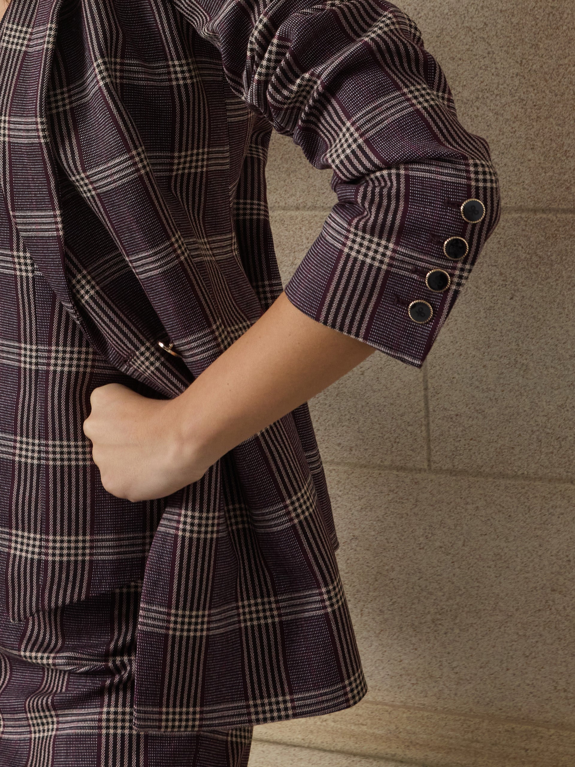 Unique purple plaid peplum blazer