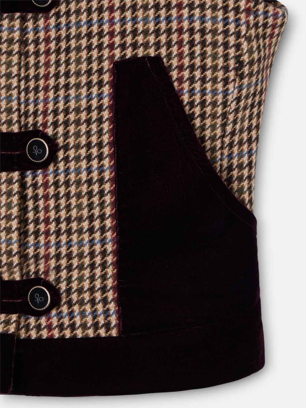 Chaleco unique detalles pata de gallo burdeos