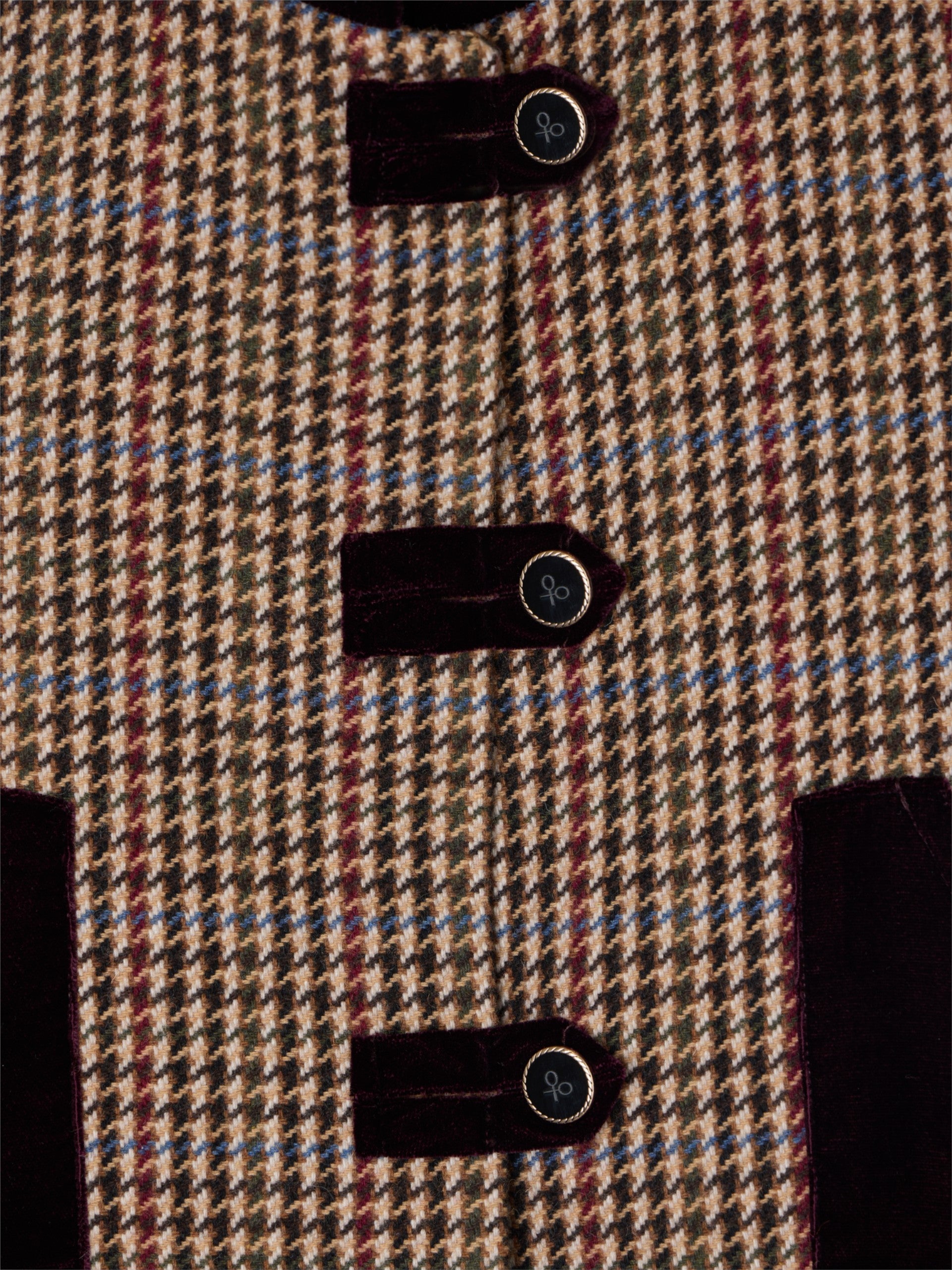 Colete exclusivo com detalhes em padrão pied-de-poule bordeaux