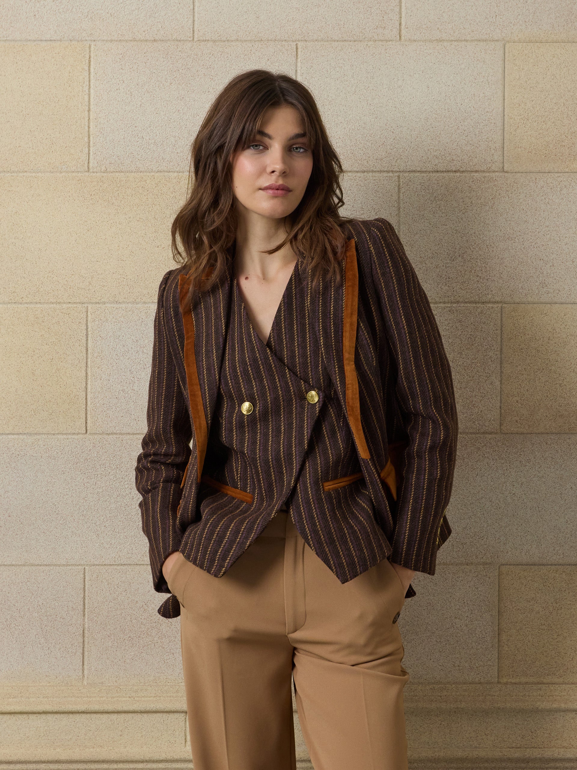 Unique classic purple striped blazer