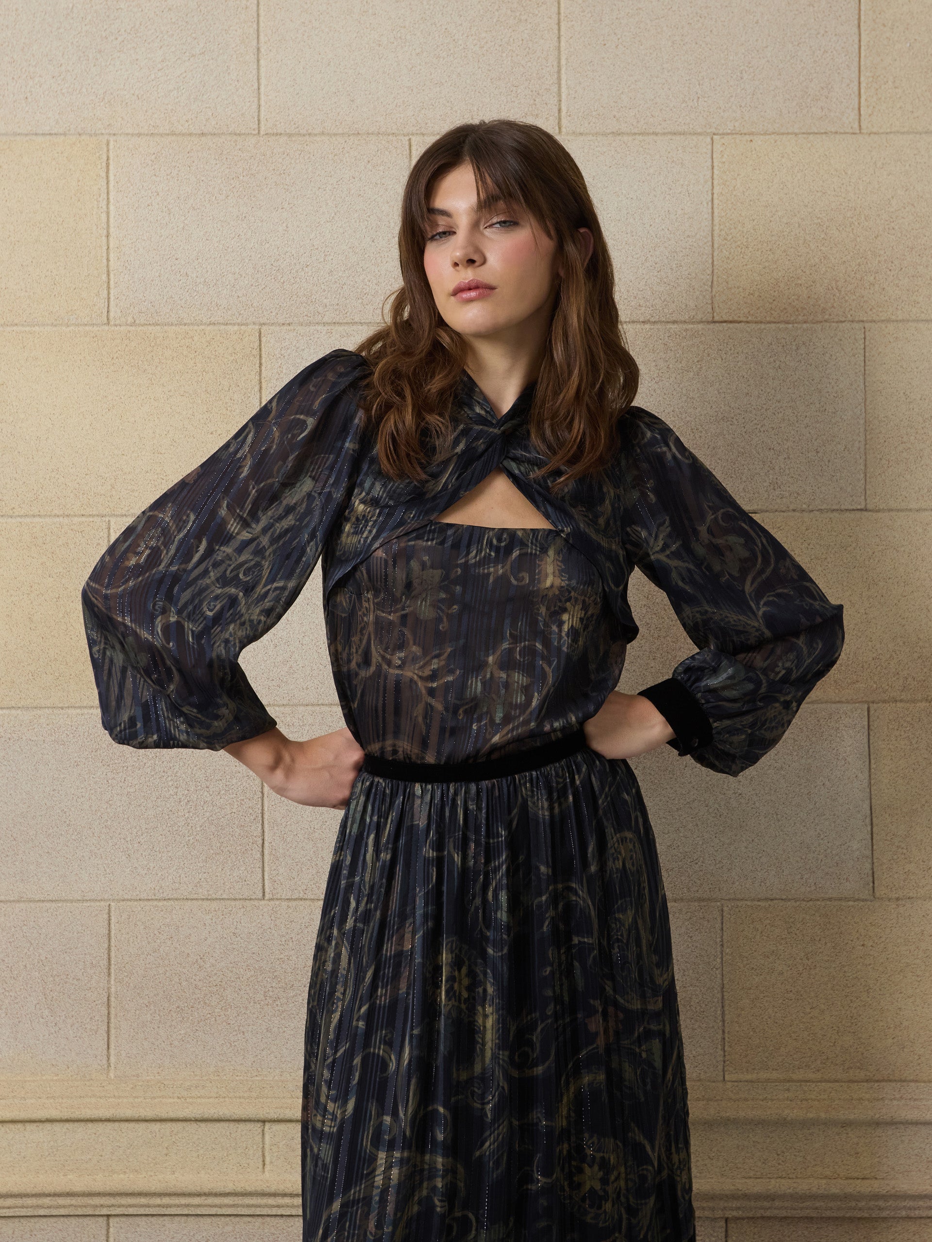 Blusa unique estampado cachemir azul