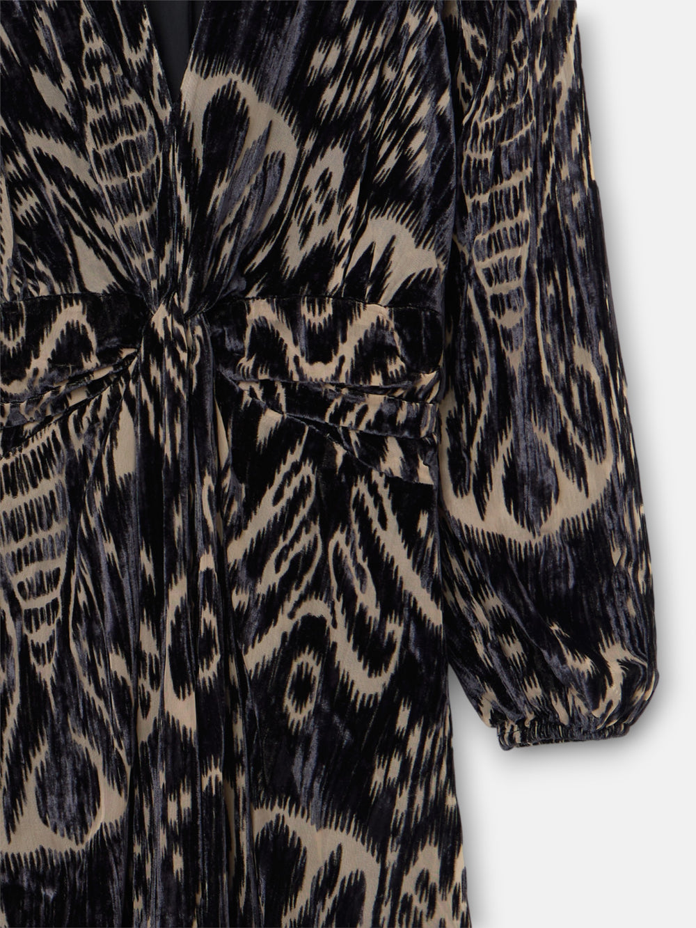 Vestido unique midi estampado ikat negro