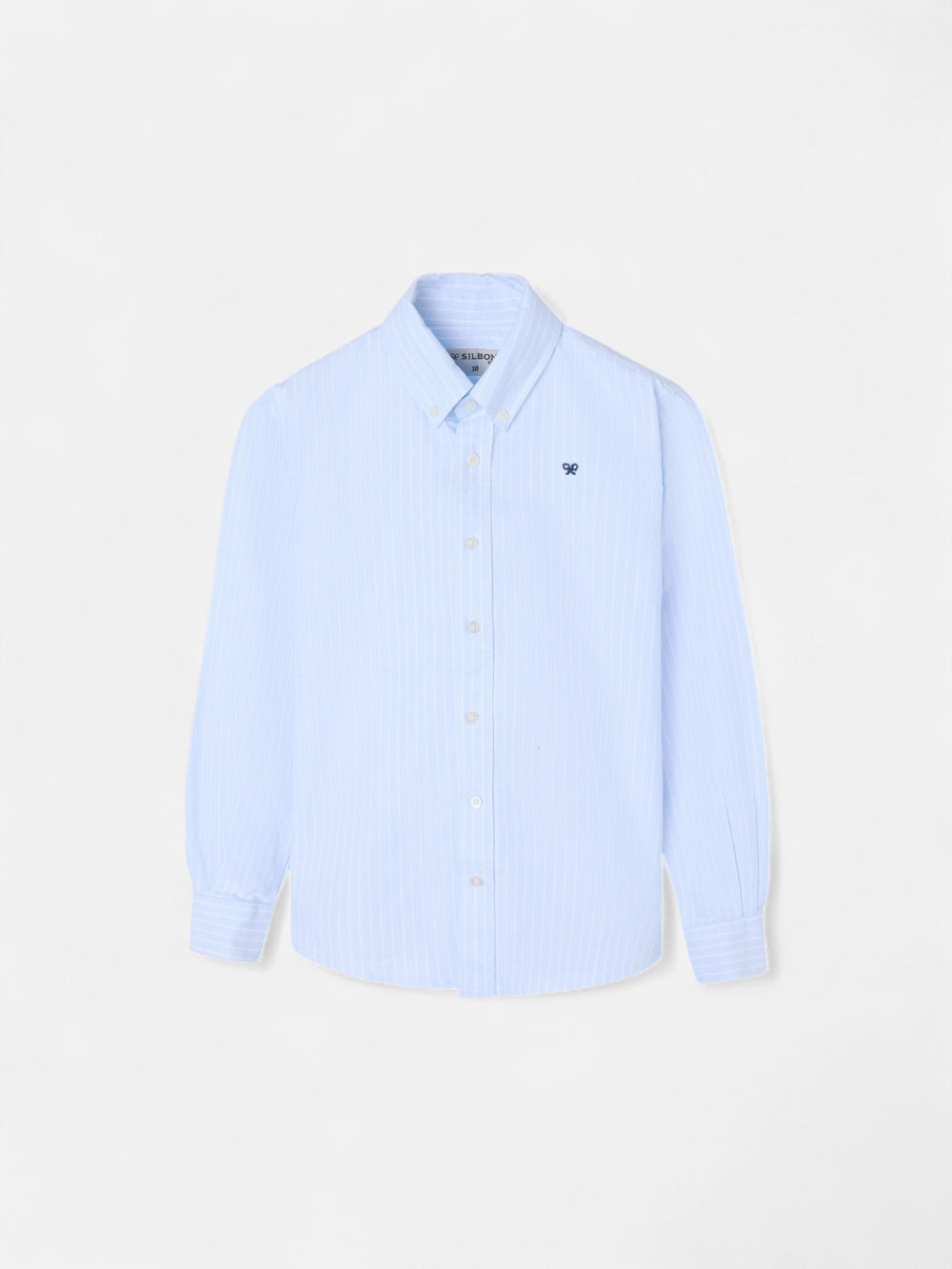 Camisa sport oxford criança azul claro com risca fina branca