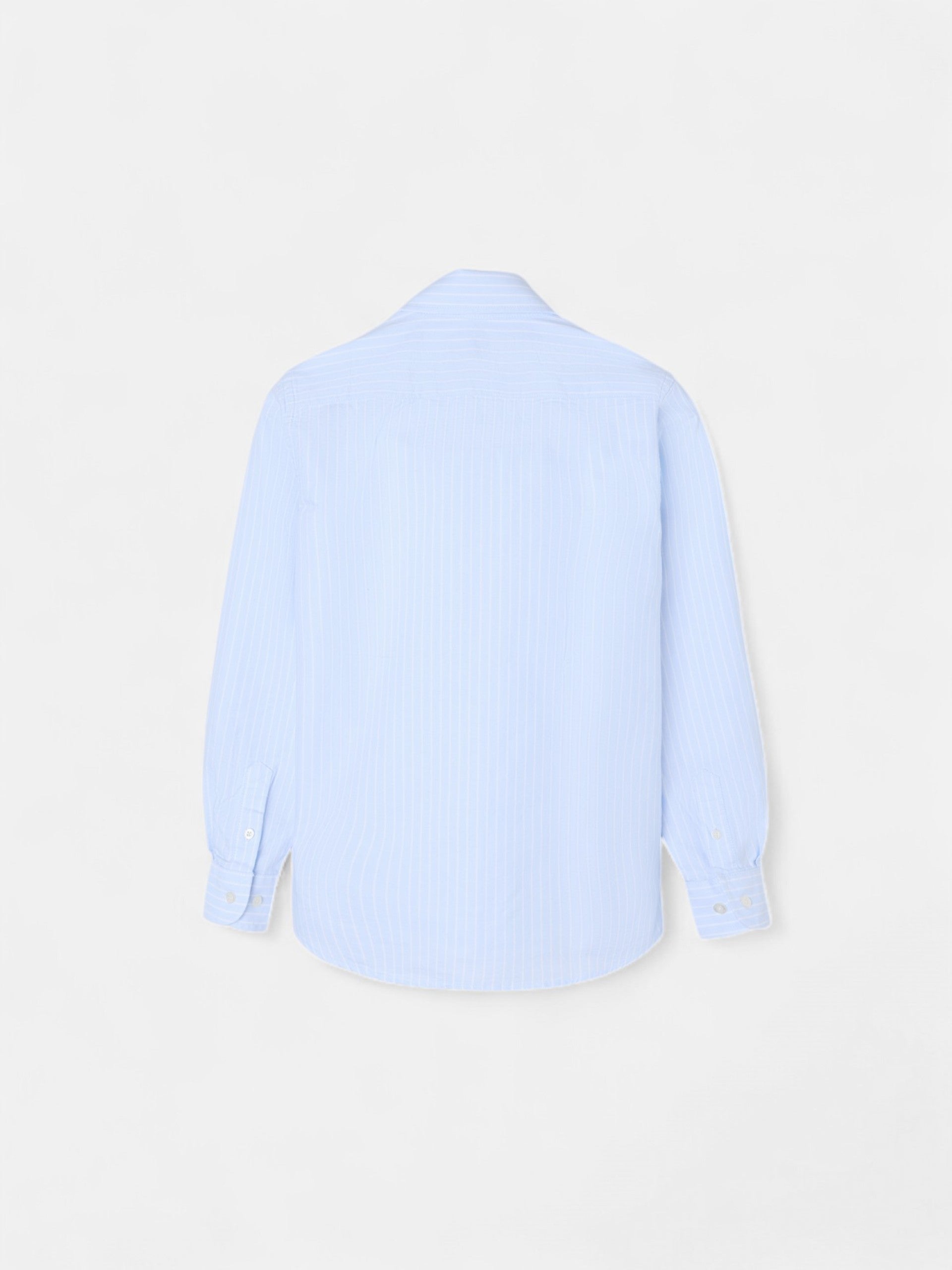Camisa sport oxford criança azul claro com risca fina branca
