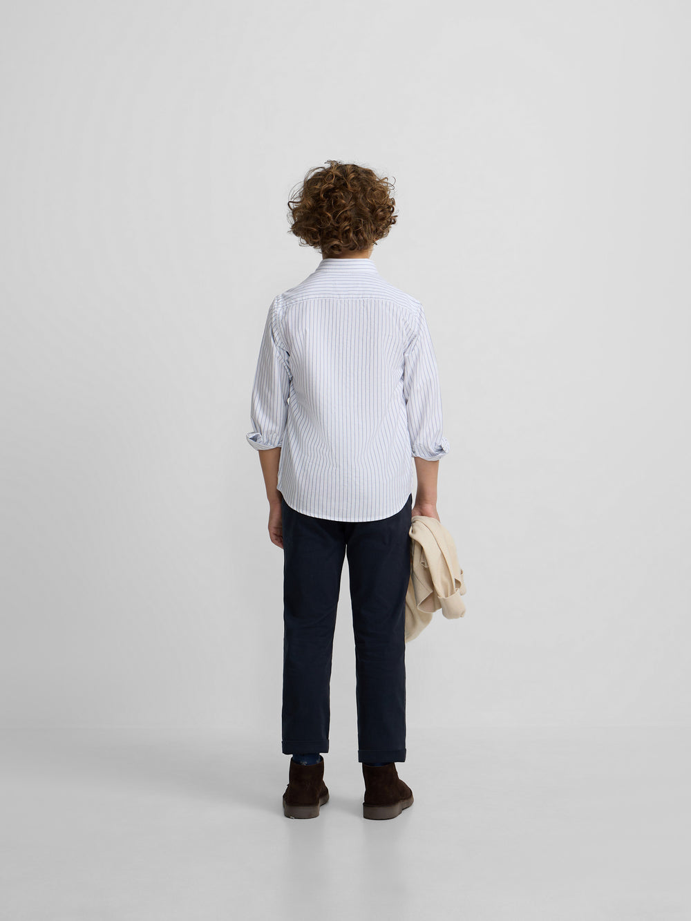 Camisa sport oxford kids blanca raya fina navy