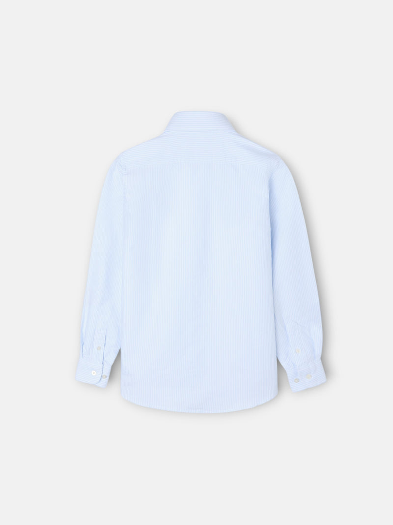 Chemise sport enfant oxford rayée bleu ciel