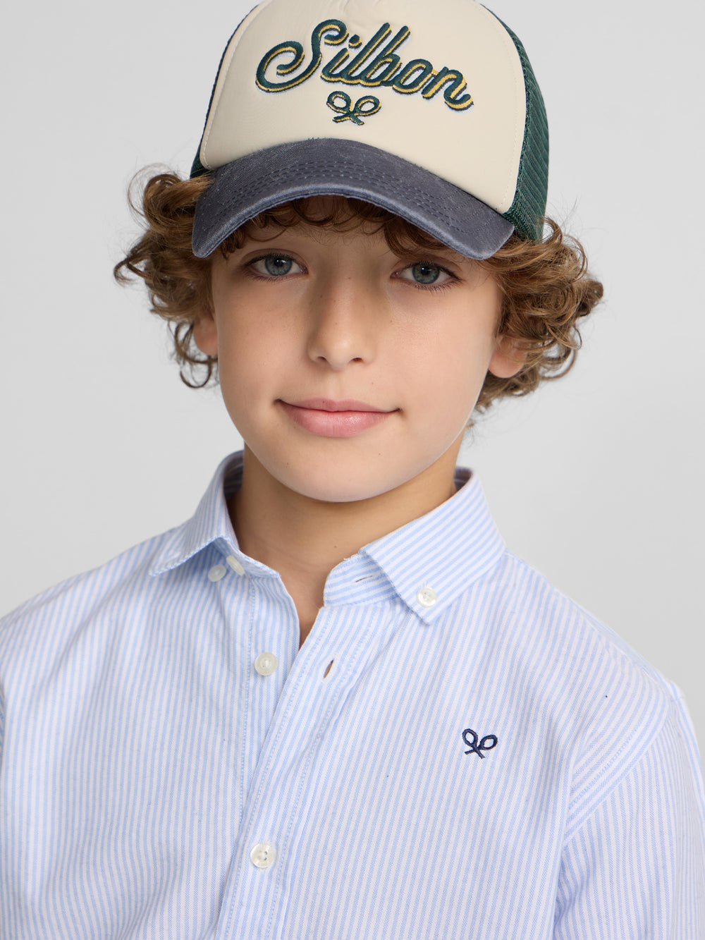 Light blue stripe oxford kids sport shirt