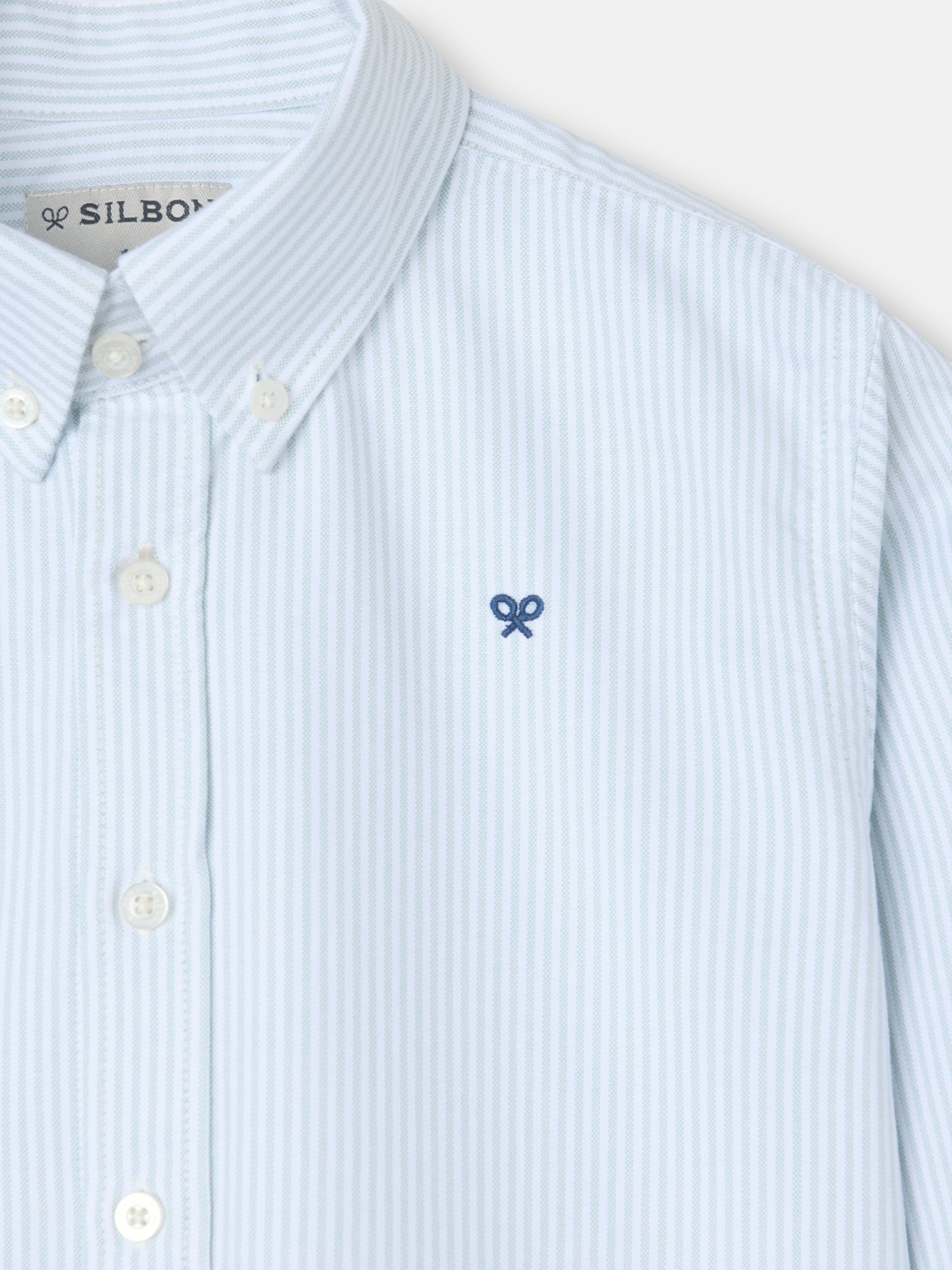 Camisa desportiva para crianças oxford raquete riscas verde