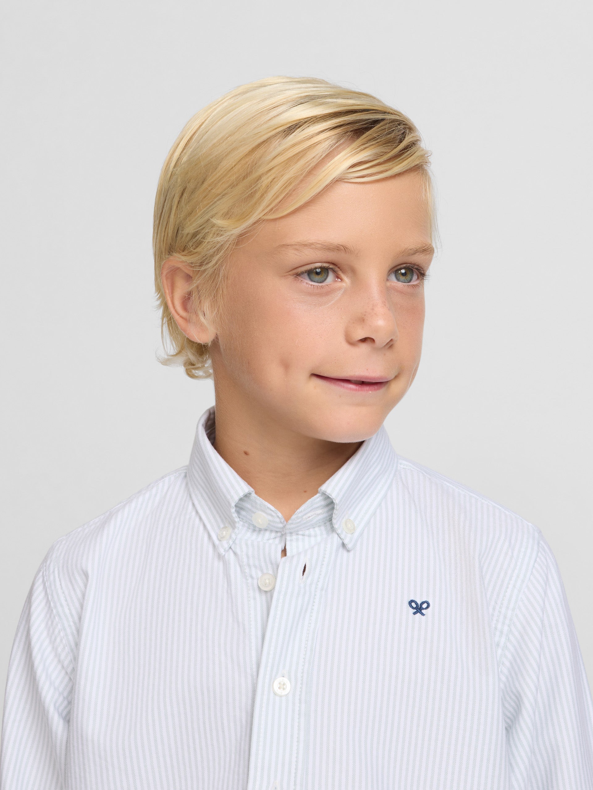 Camisa desportiva para crianças oxford raquete riscas verde