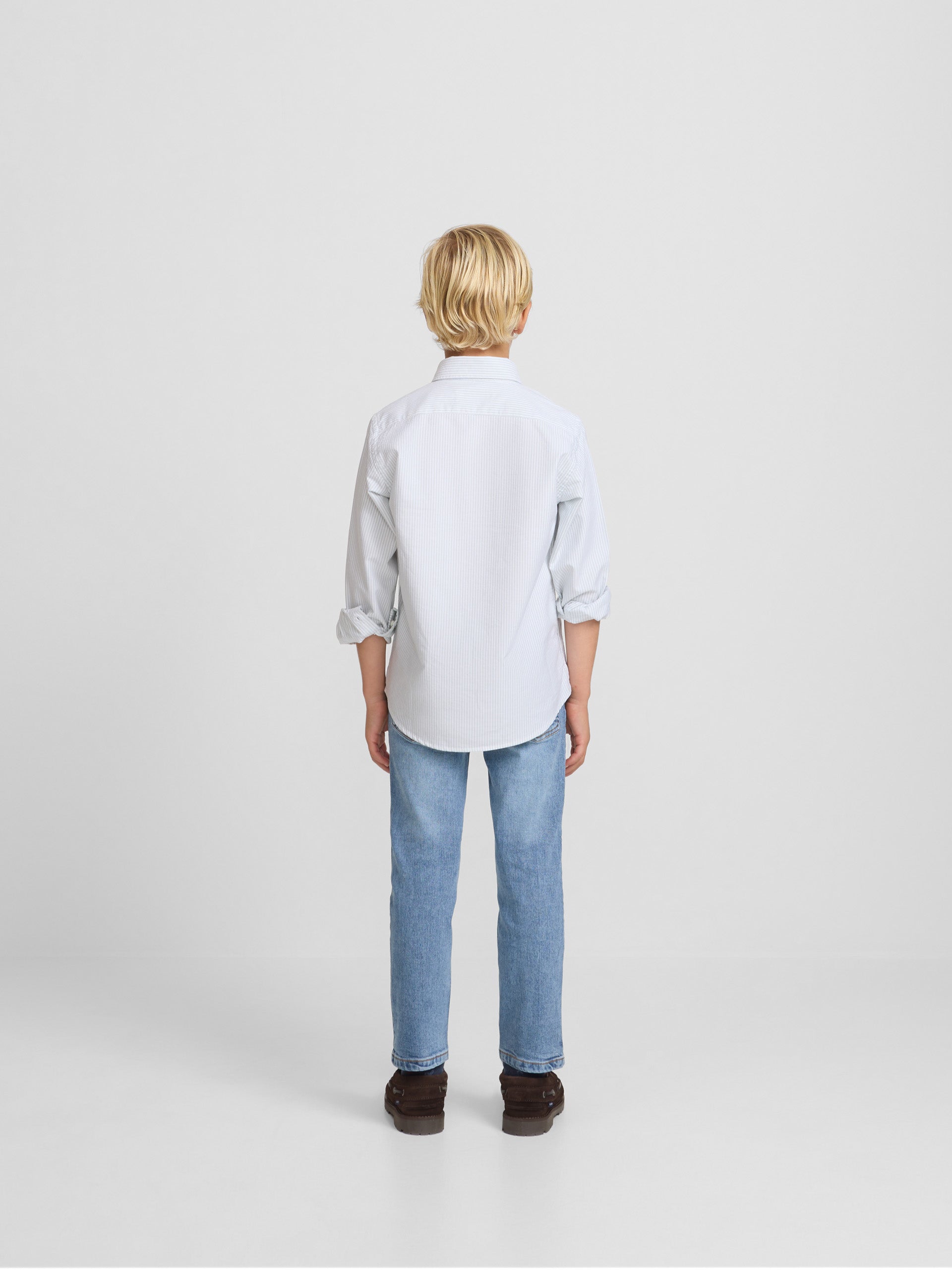 Camisa desportiva para crianças oxford raquete riscas verde