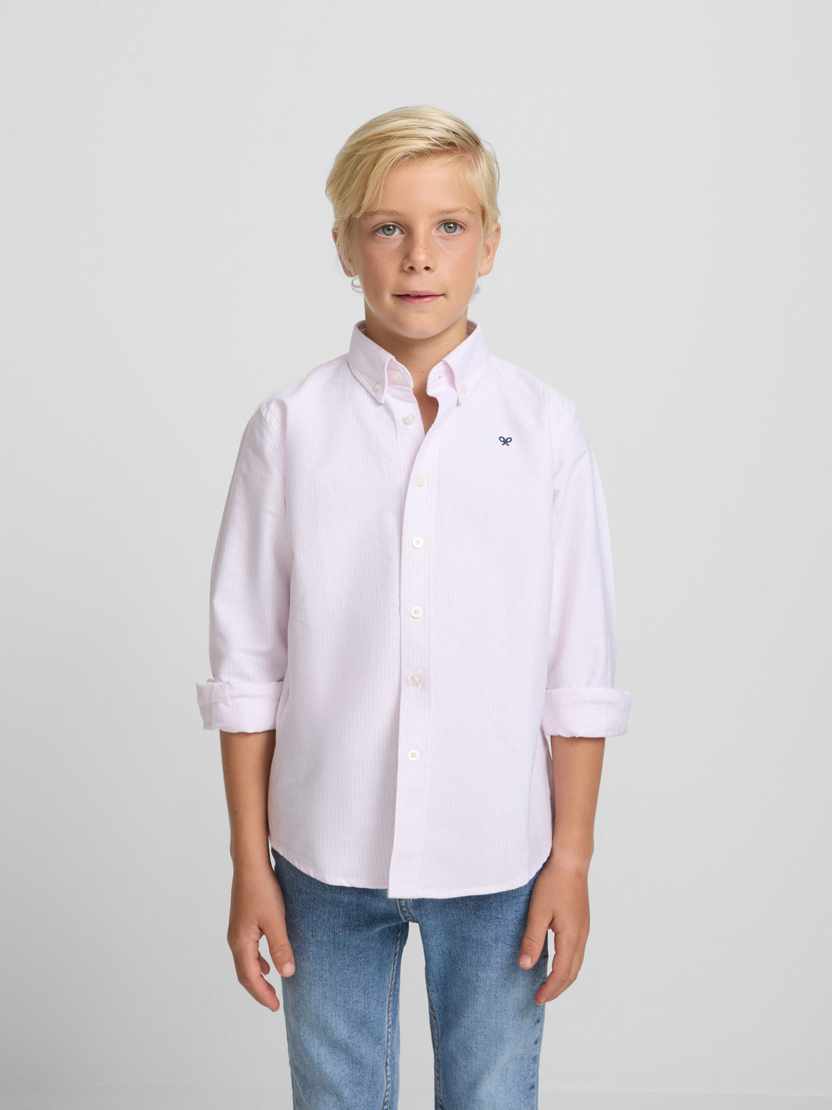 Camisa sport kids oxford raqueta rayas rosa