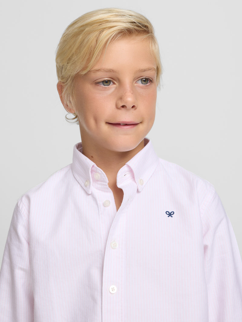 Camisa sport kids oxford raqueta rayas rosa