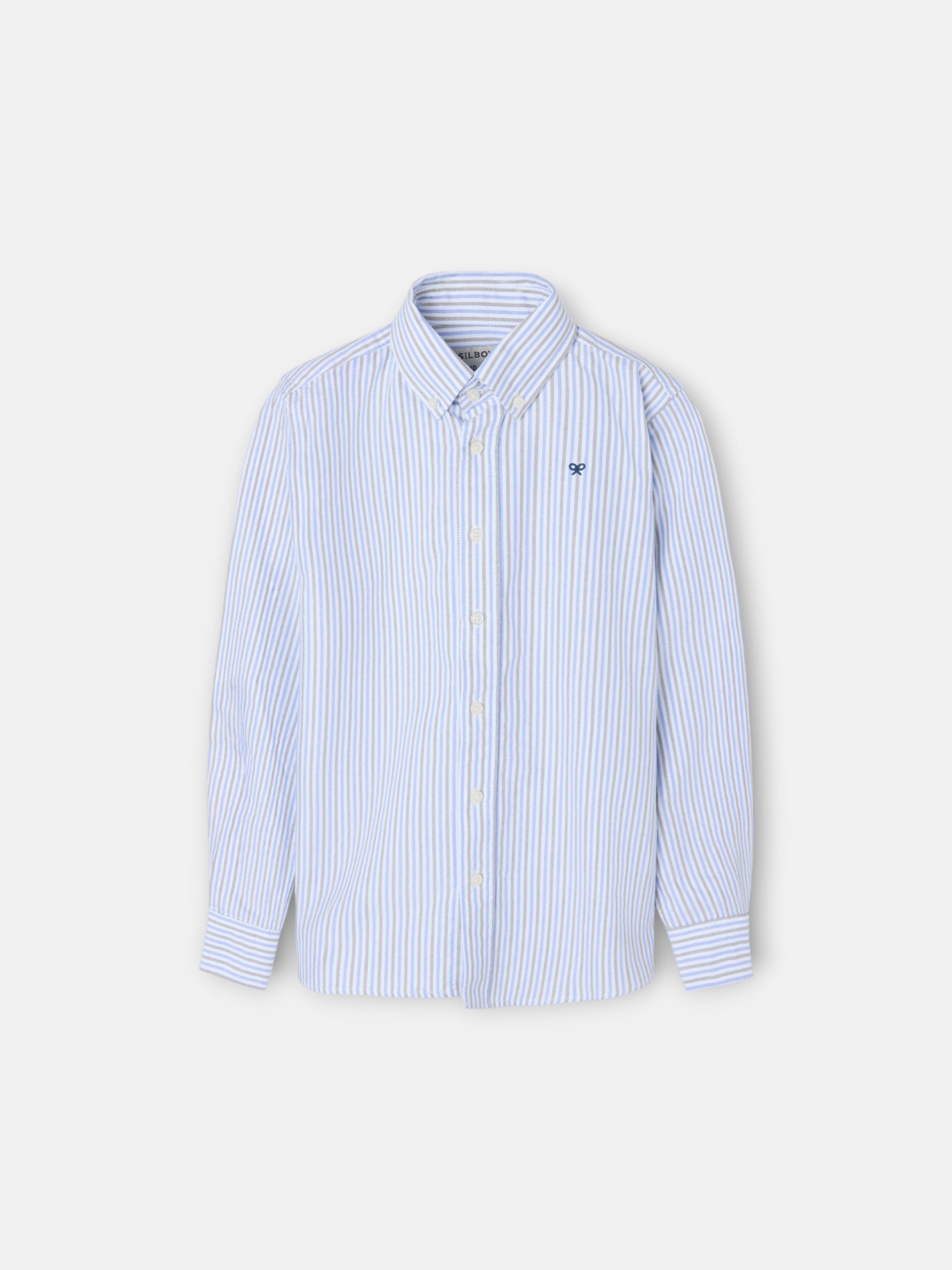Camisa desportiva criança oxford riscas azul e verde