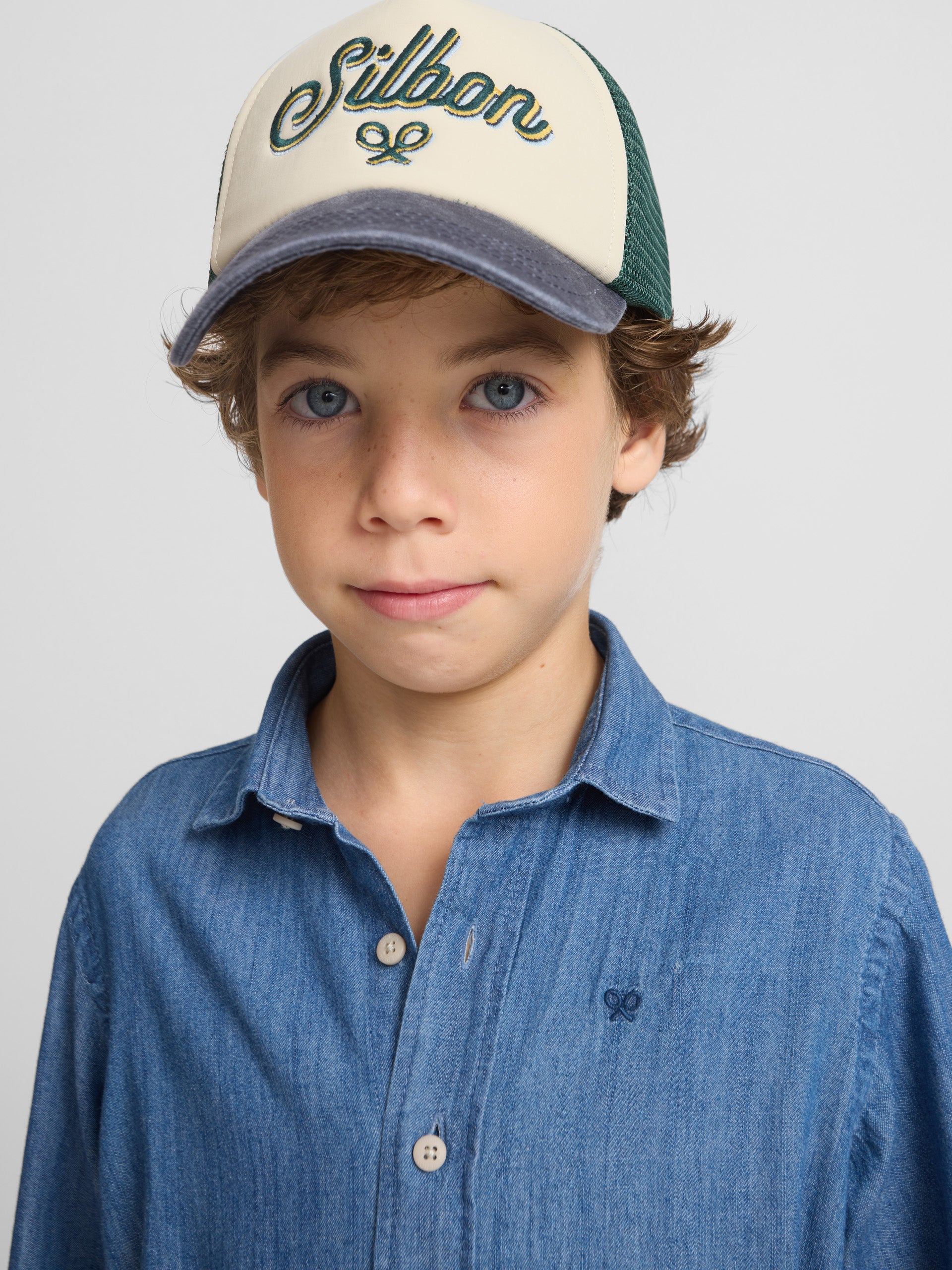 Camisa sport kids denim azul navy