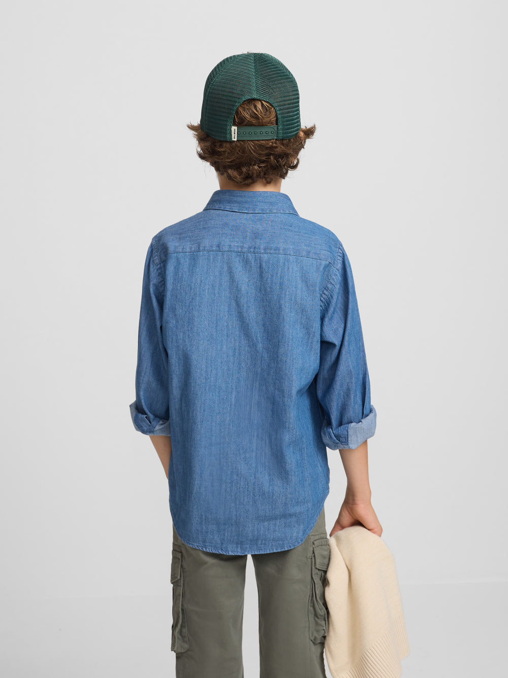 Camisa desportiva de criança em ganga azul navy