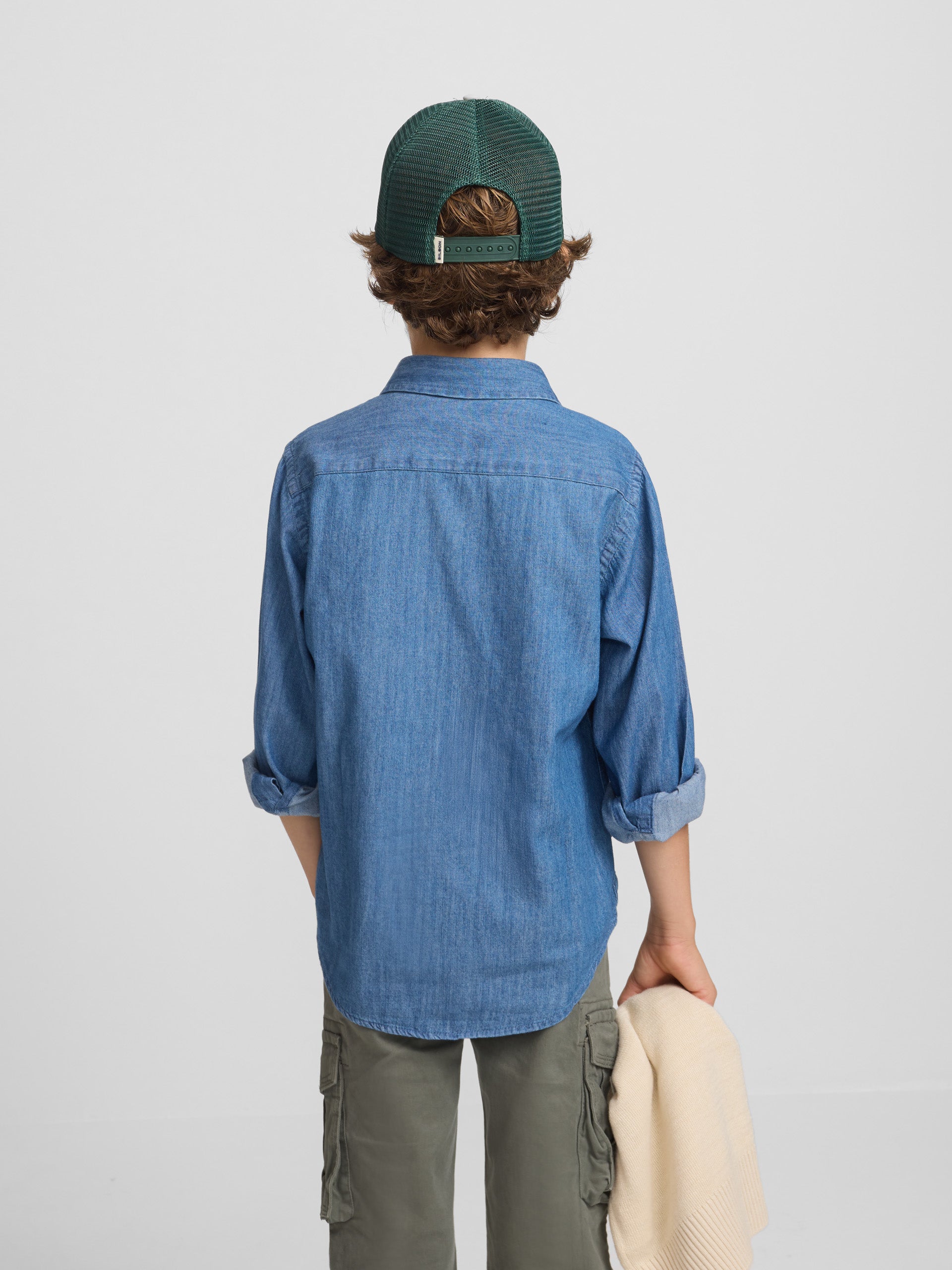 Camisa sport kids denim azul navy