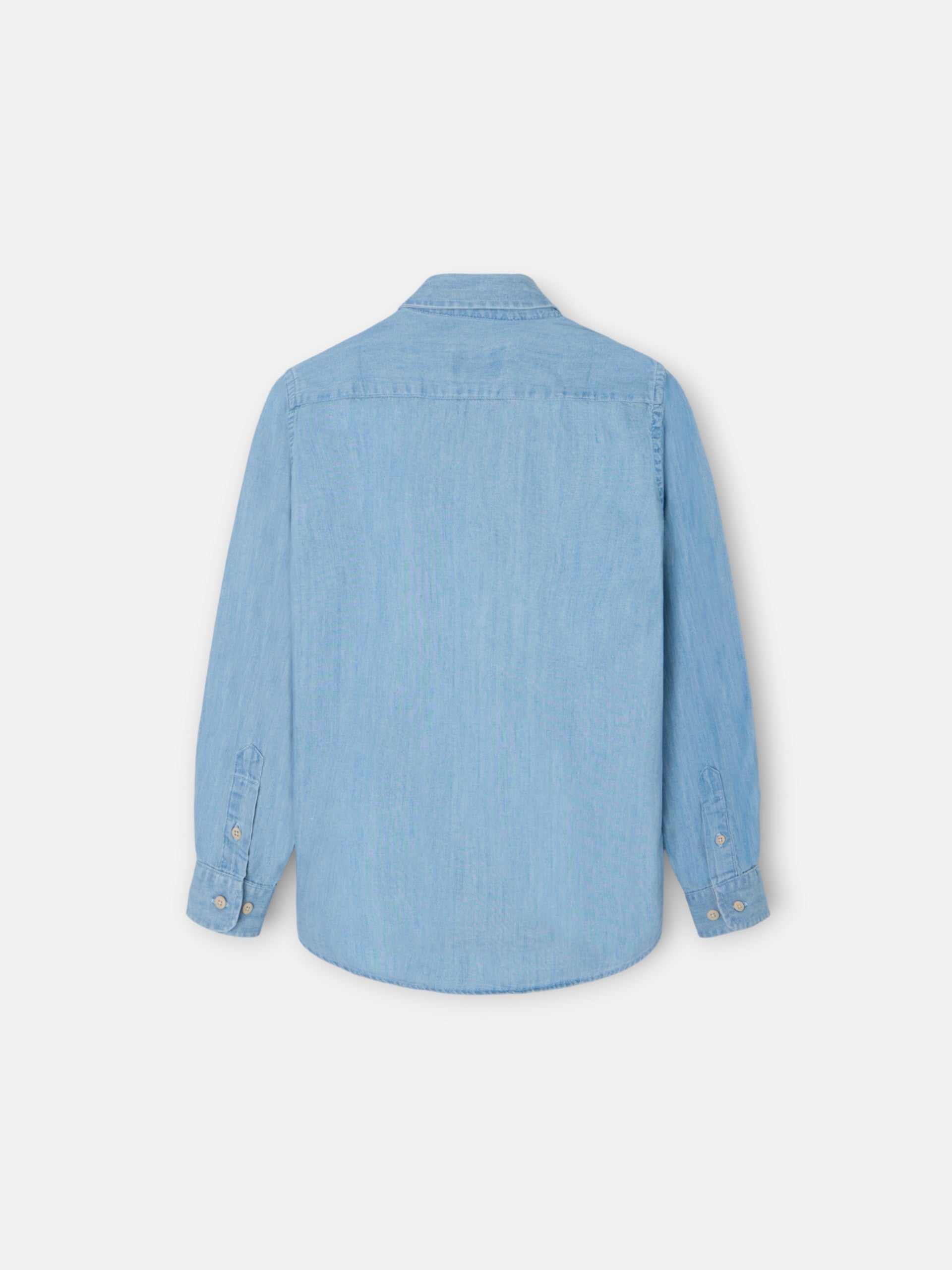 Kids' denim sport shirt with light blue pockets