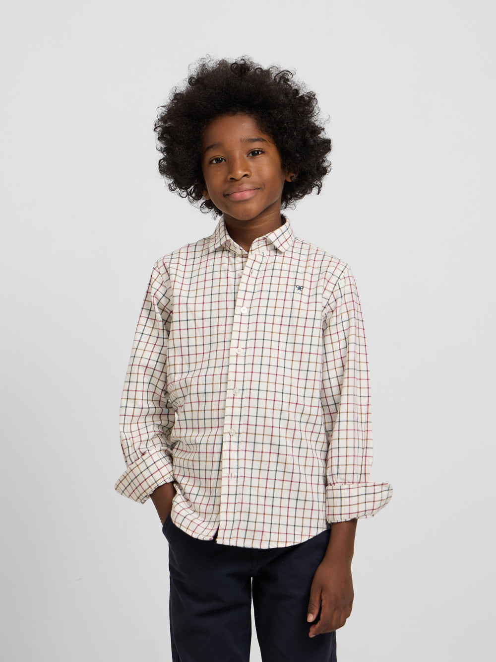 Camisa sport kids warm cuadro grande tricolor