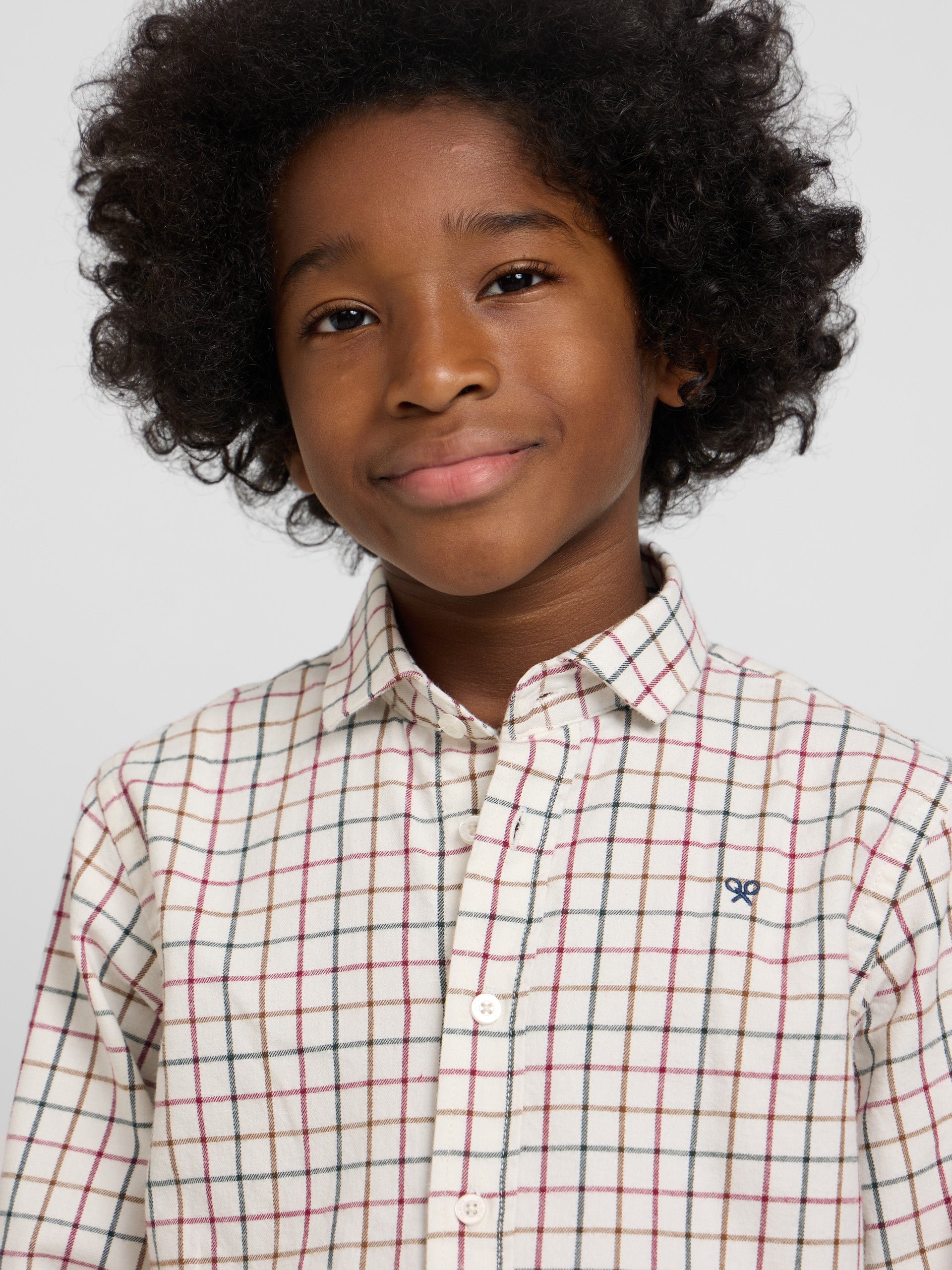 Kids warm sport shirt with large tricolor squares