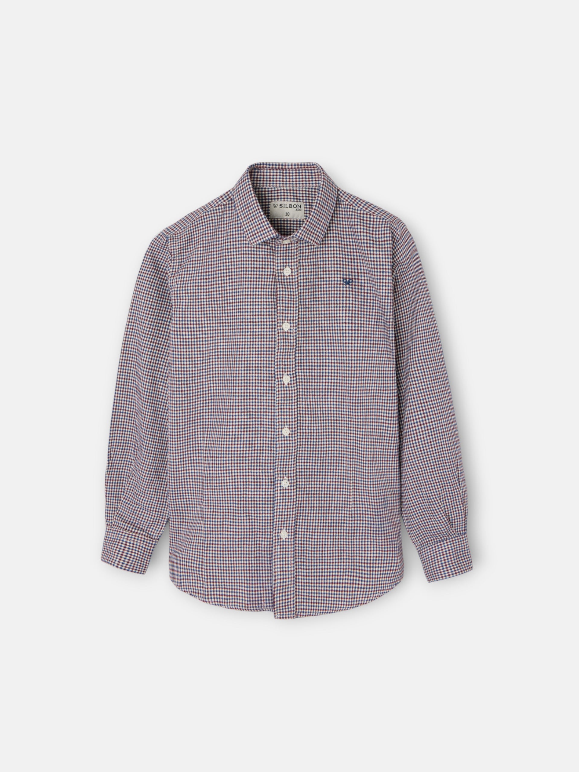 Camisa sport kids warm cuadrito bicolor burdeos marino