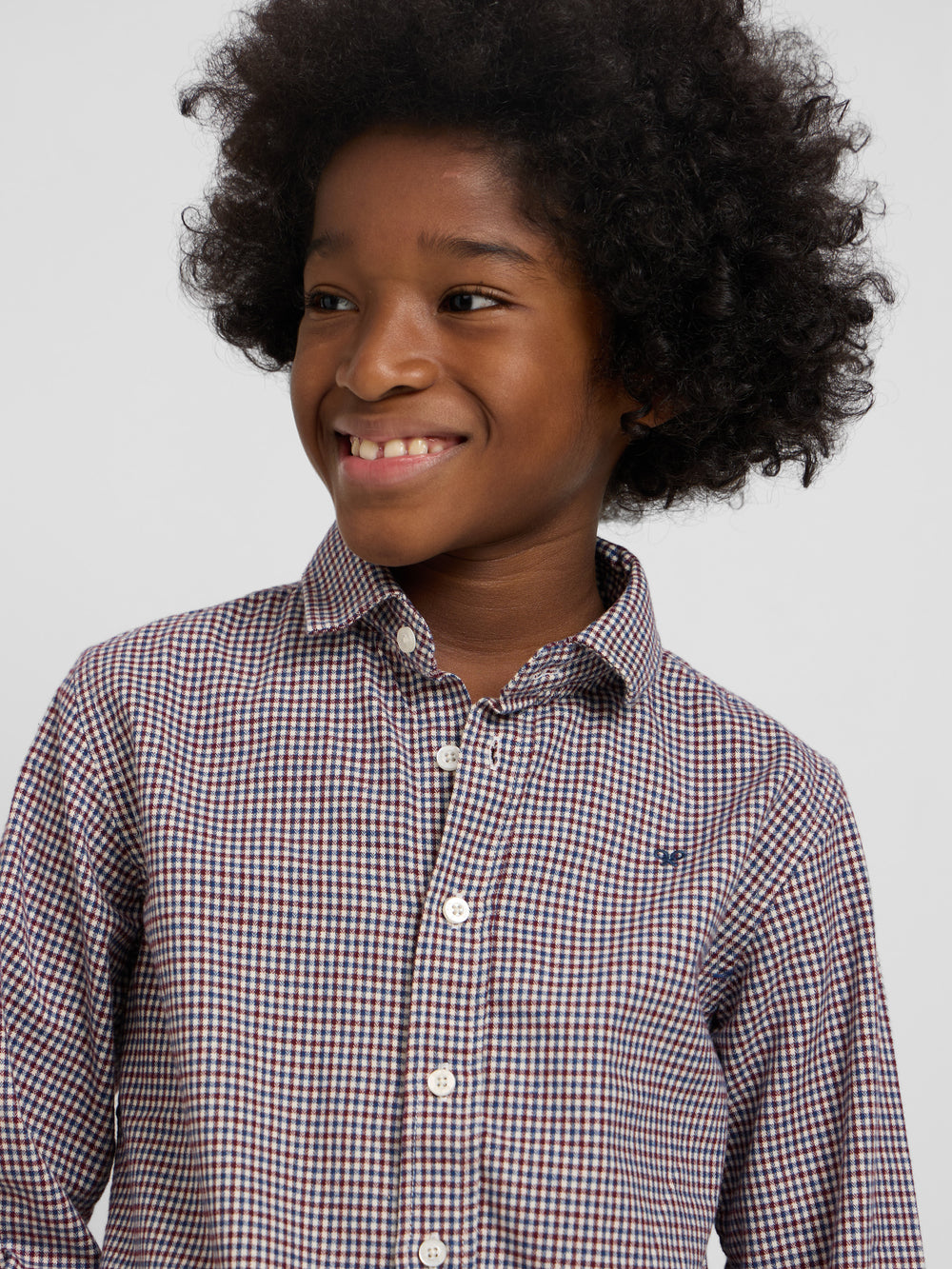 Camisa sport kids warm cuadrito bicolor burdeos marino