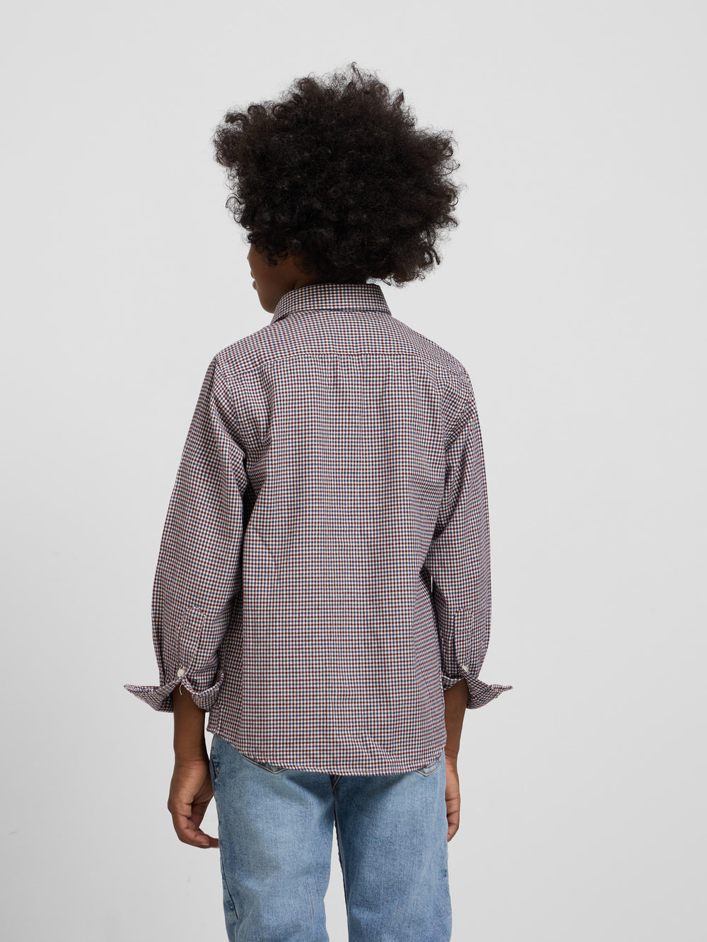 Camisa sport kids warm cuadrito bicolor burdeos marino