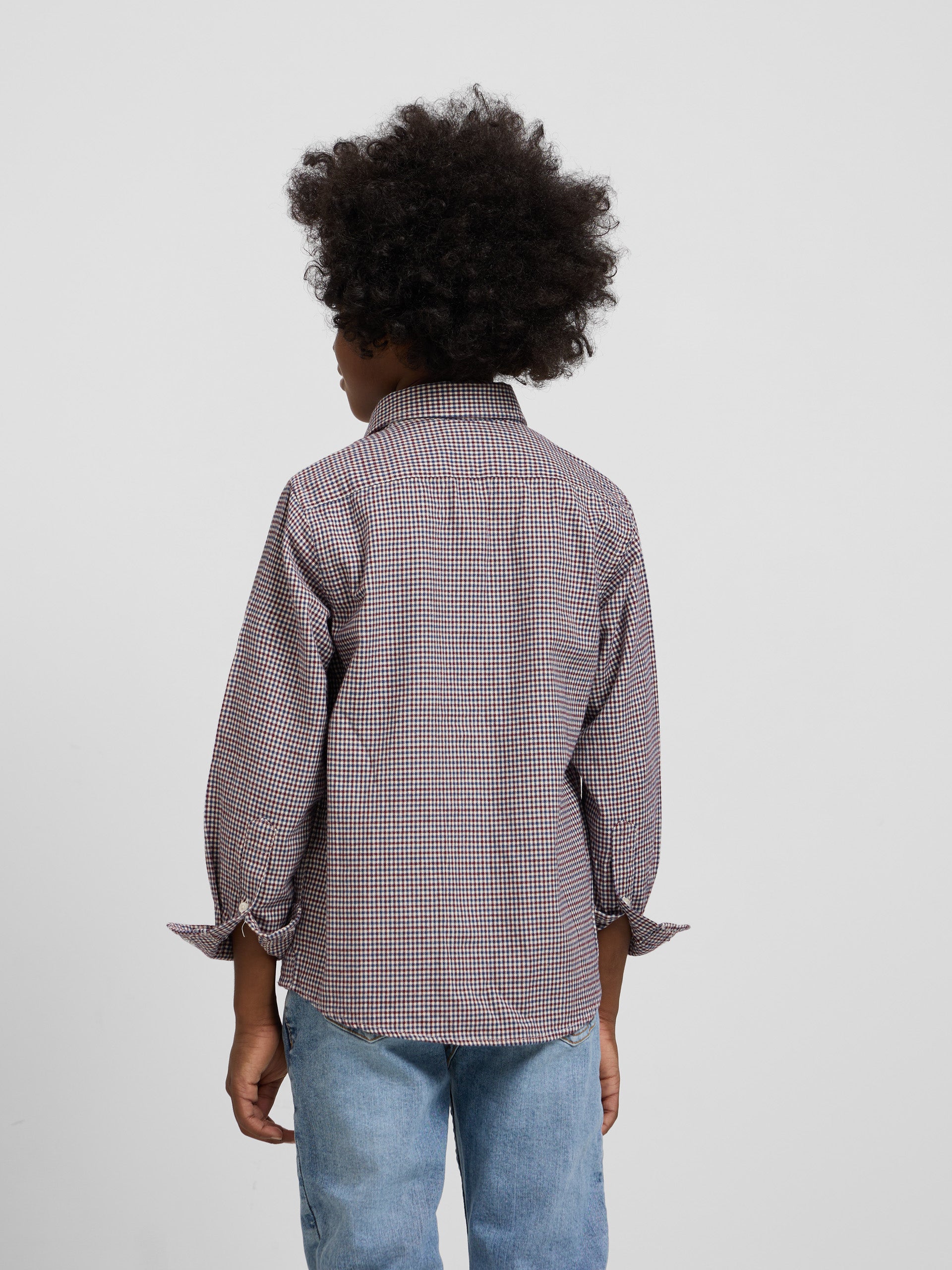 Camisa sport kids warm cuadrito bicolor burdeos marino