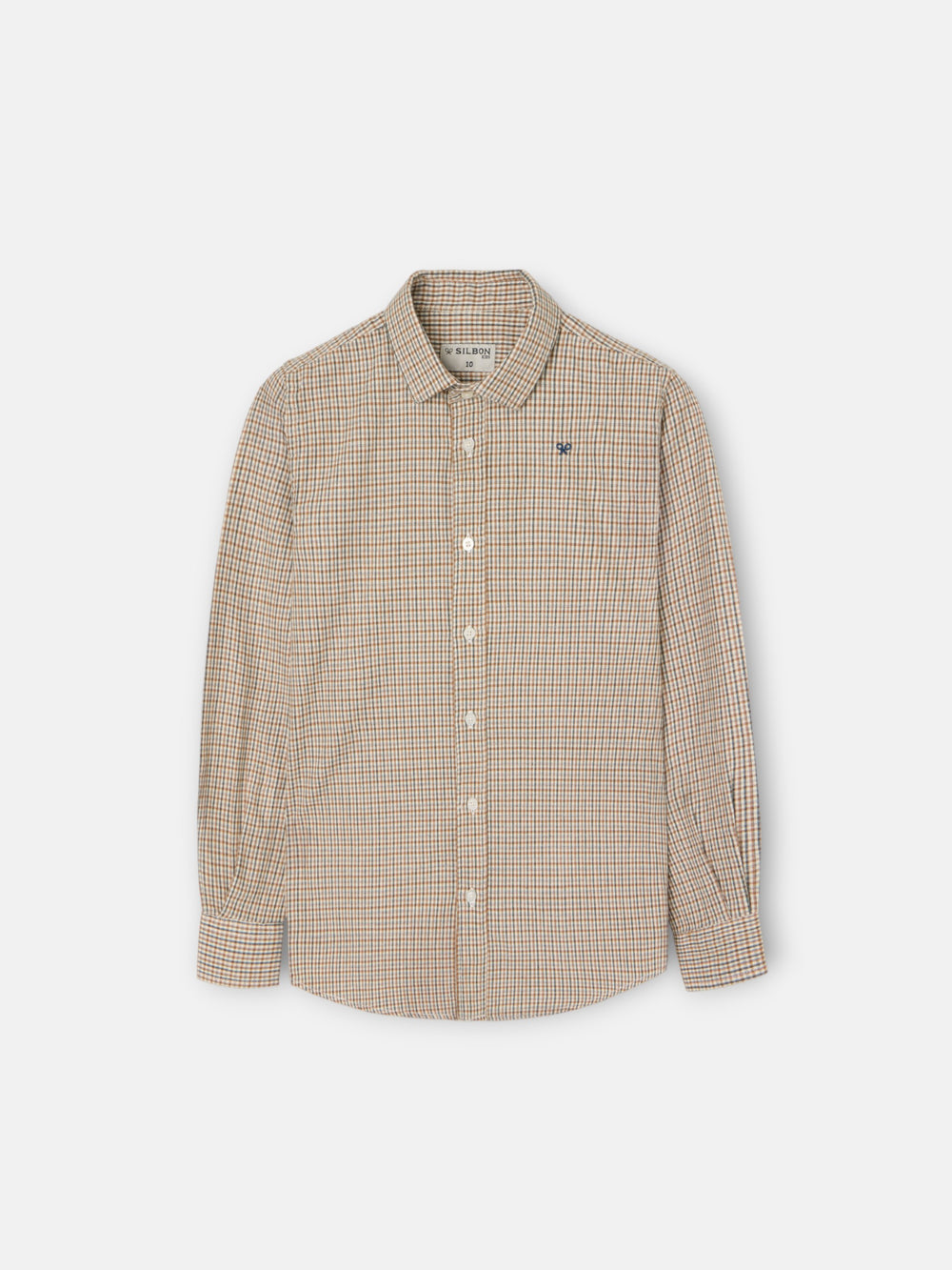 Camisa sport kids warm cuadrito bicolor verde mostaza