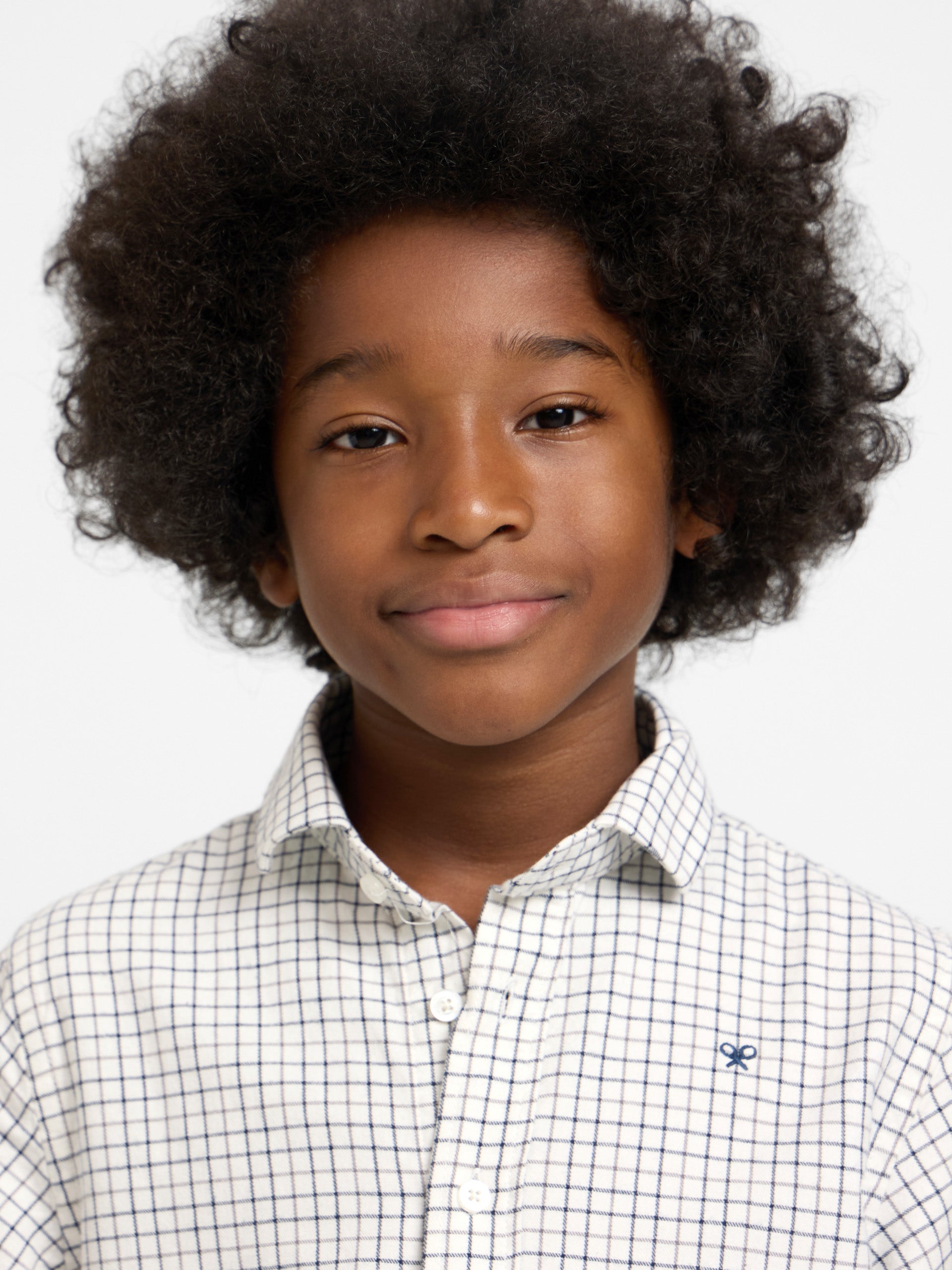 Camisa desportiva para criança aos quadrados bicolor azul-marinho e cinzento