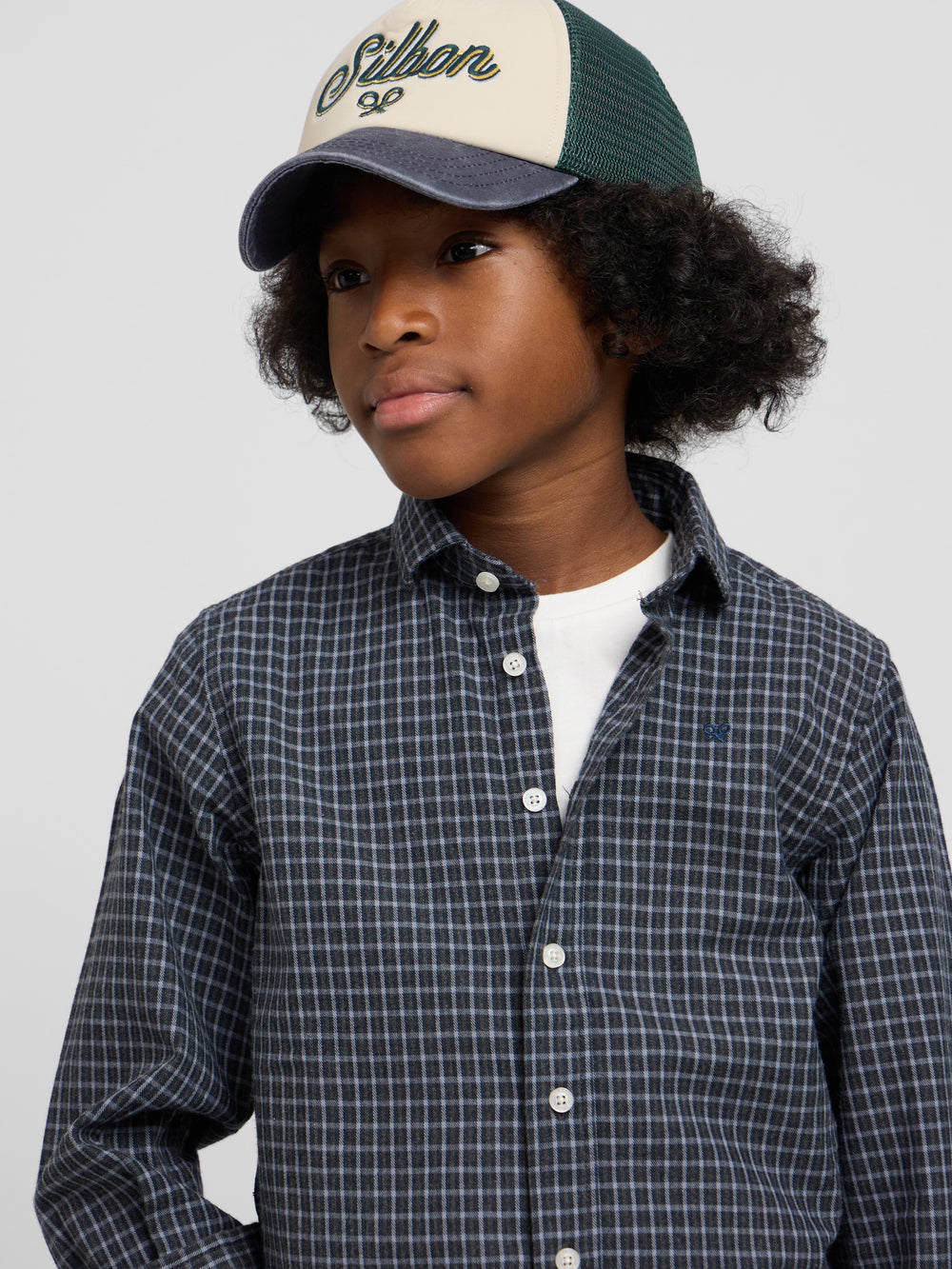 Camisa sport kids warm cuadro dark navy